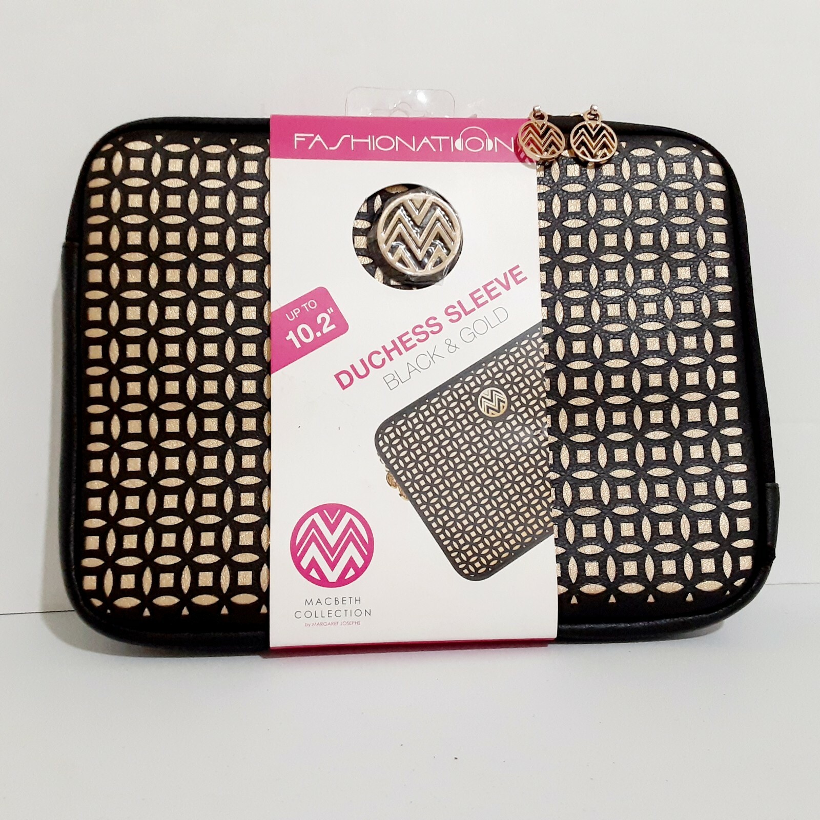 Duchess Sleeve Black & Gold Macbeth CollectionFaux Fur Interior up to 10.2'' NIP