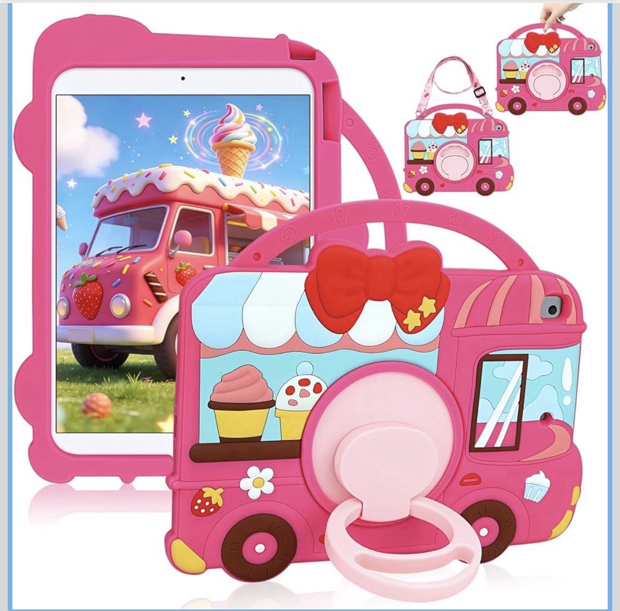 Barbie Pink iPad 9th 8th 7th Generation Case for Kids Girls Silicone Enchanted