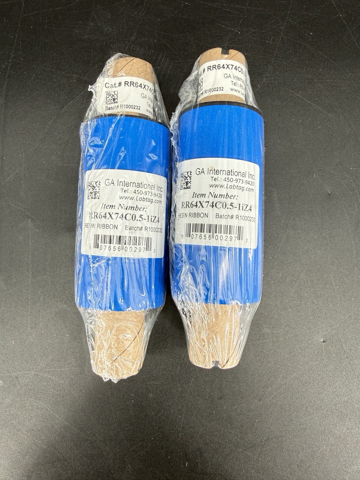 GA International Resin Ribbon RR64X74C0.5-1IZ4 Blue Rolls 64mm x 74m Lot of 2