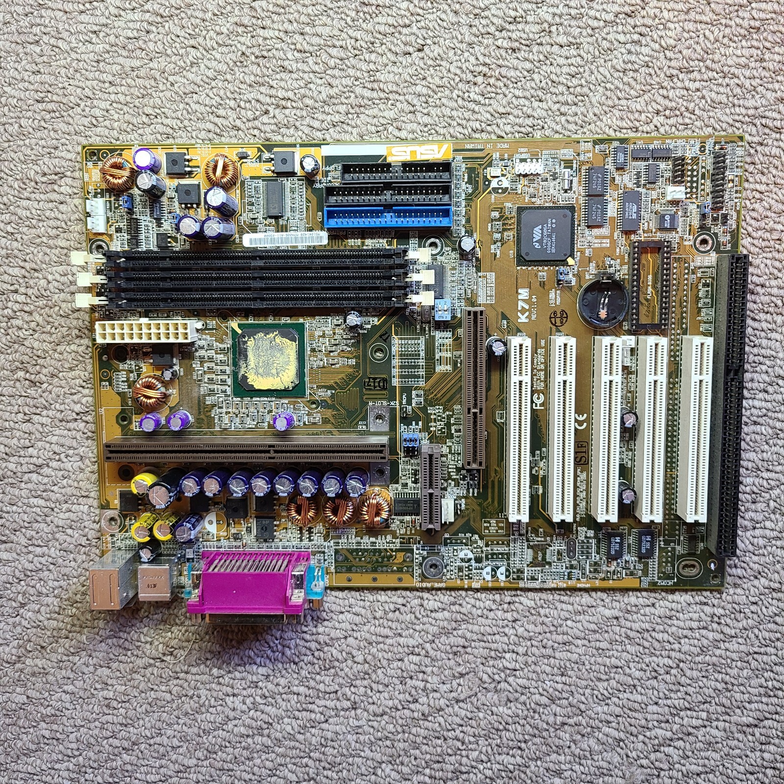 Asus K7M Motherboard Revision 1.04 for Slot 1 CPUs MS1041428 3x Memory Slots