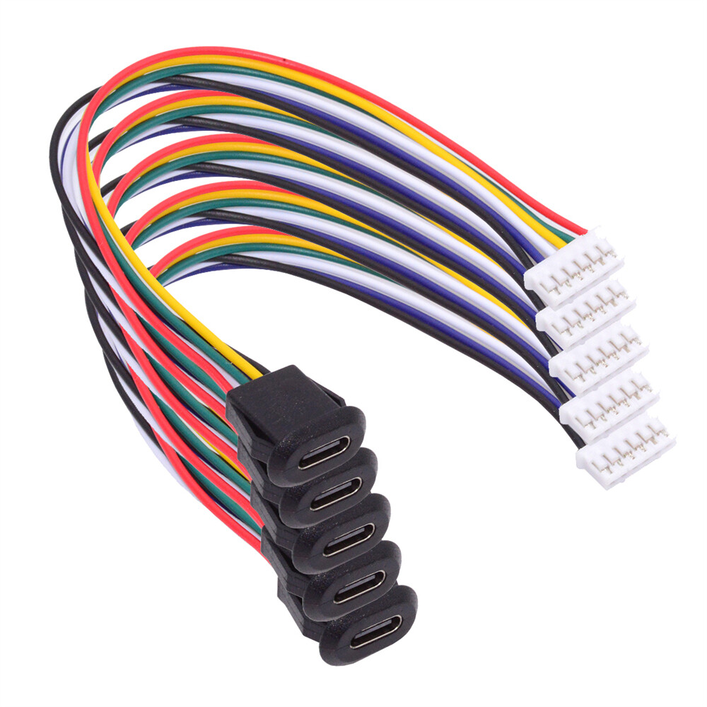 CY 5pcs/set DIY OEM Type C Female Socket to 6Pin Header Cable Pitch=2.0mm