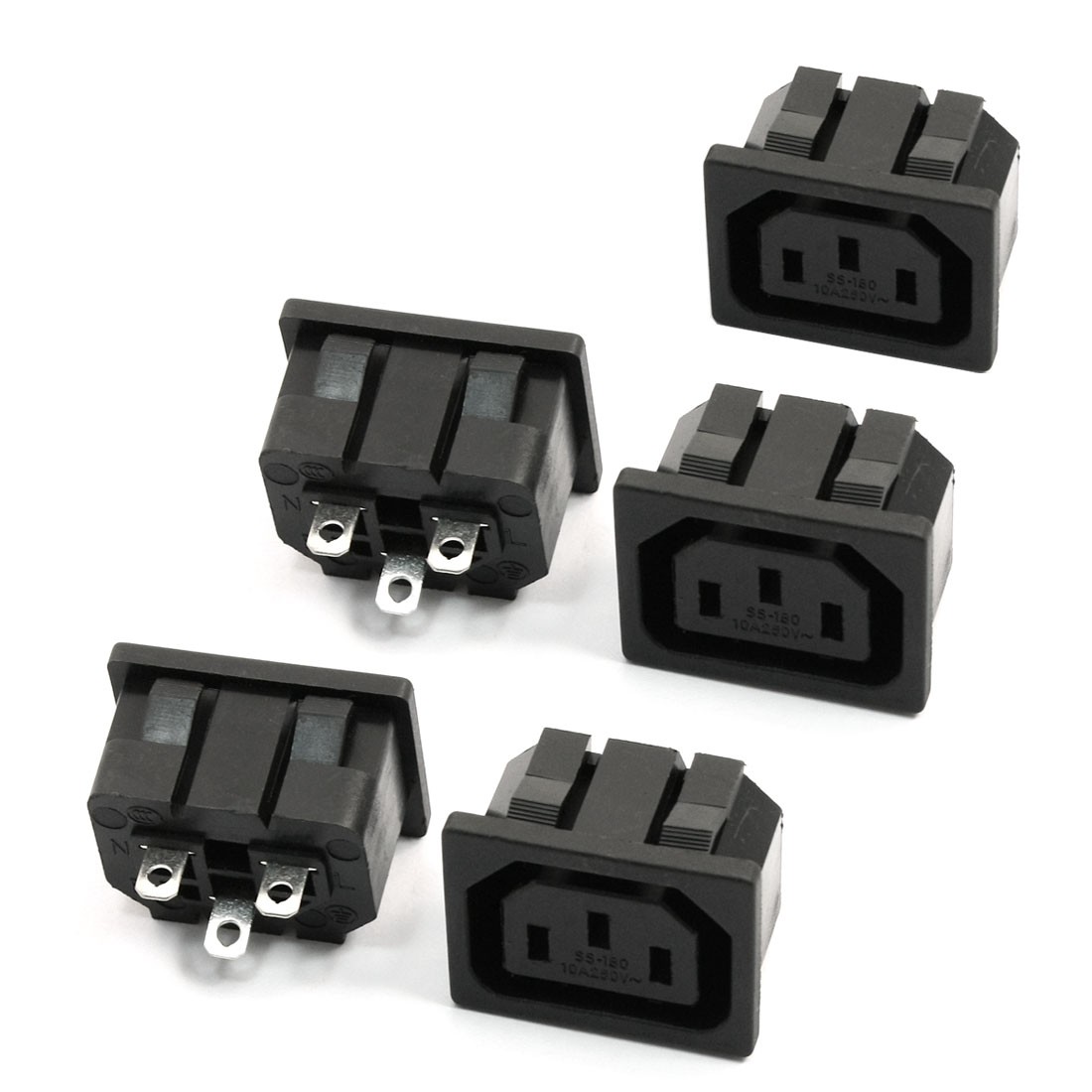 5Pcs AC 250V 10A IEC 320 C13 Female Outlet Power Socket Clamp Type Adapter