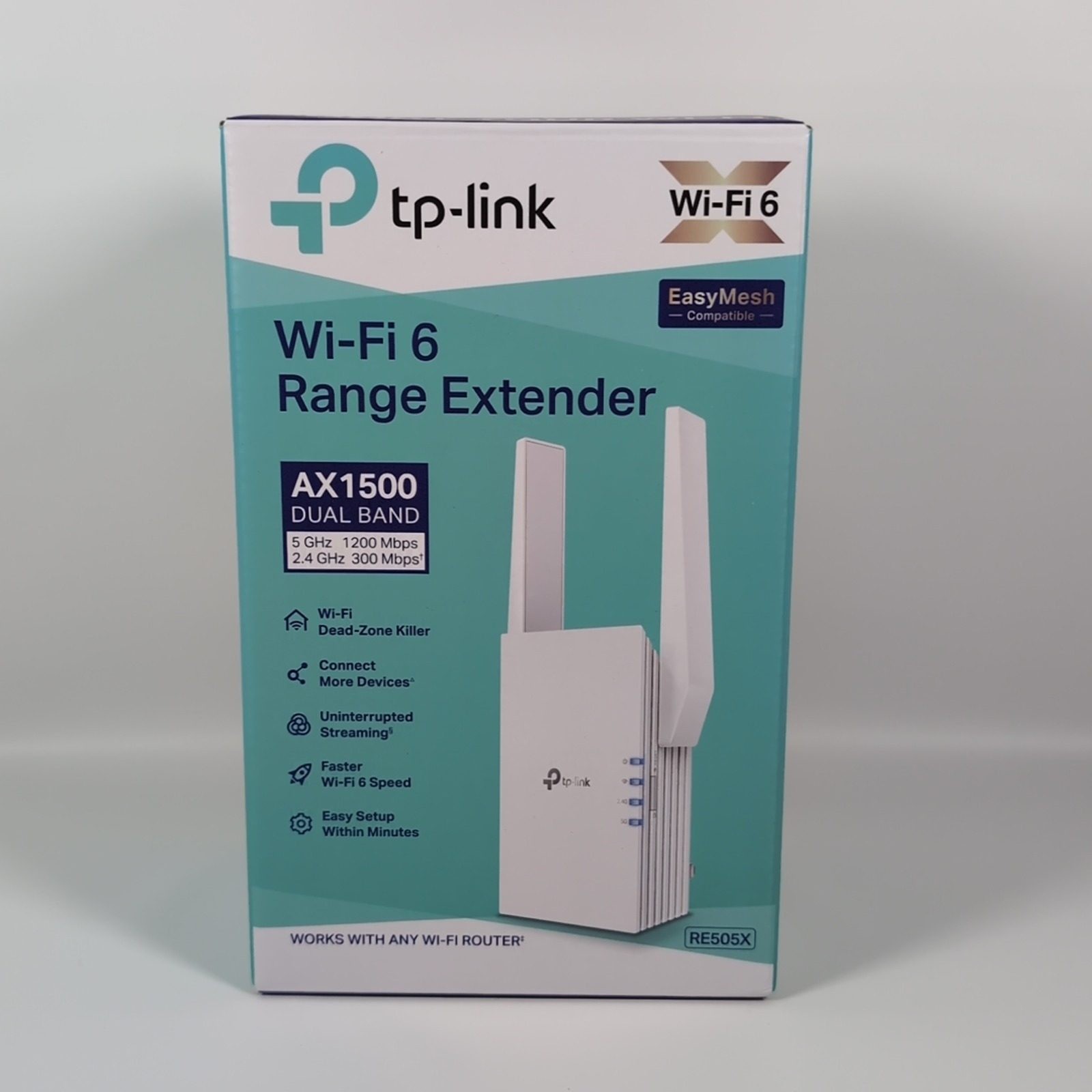 TP-Link RE505X AX1500 Wi-Fi 6 Dual Band Range Extender Gigabit Port Open Box