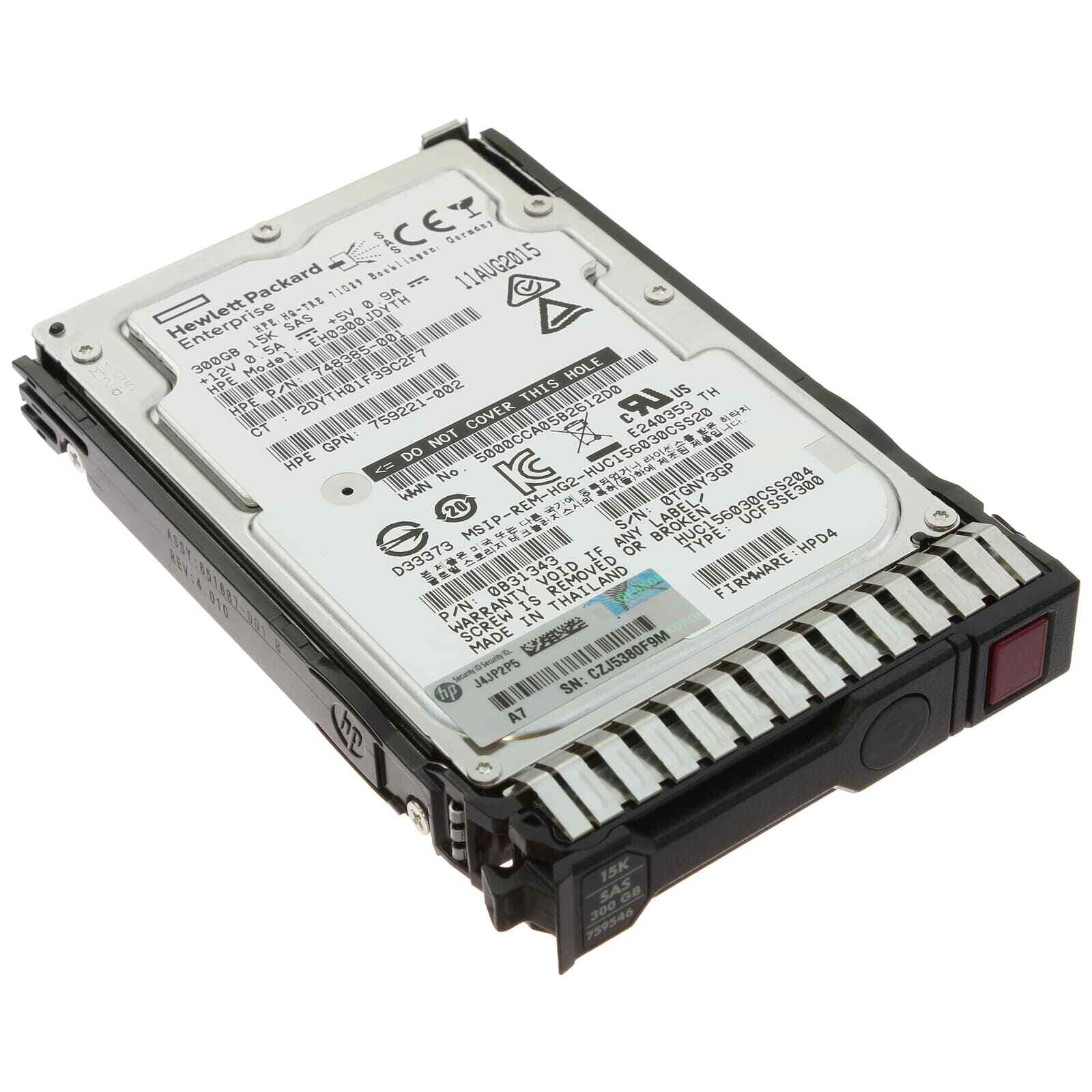 759546-001 HPE 300GB 12G SAS 15K SFF HDD 759208-B21 748385-001