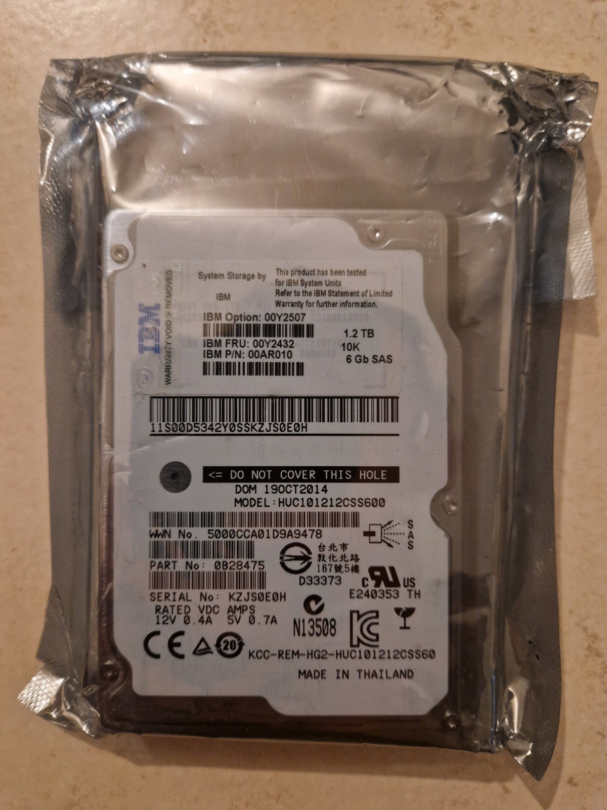 IBM 00Y2432 1.2TB 2.5" SFF 10K 6Gb SAS Storwize 00Y5709 00Y2507 00Y5909 Server-H