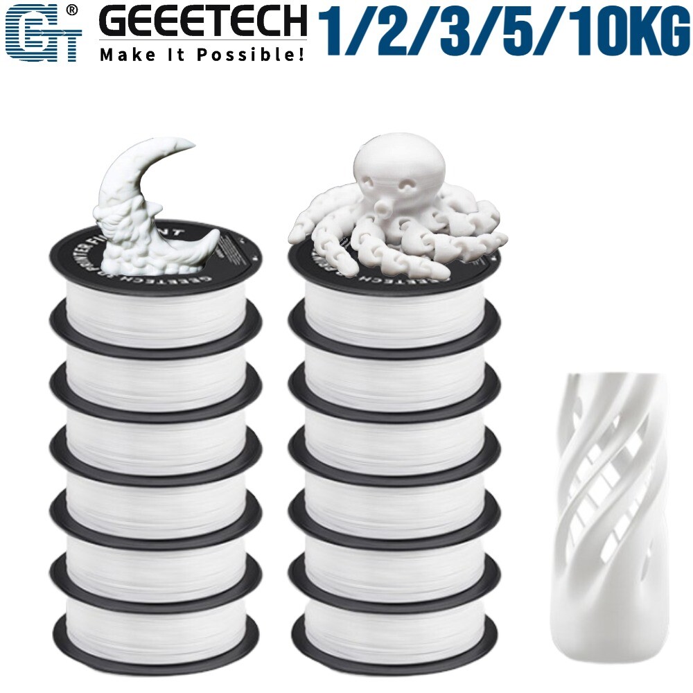 GEEETECH 1/2/3/5/10KG PLA White 3D Printer Filament 1.75mm 1KG/roll Lot Bulk US