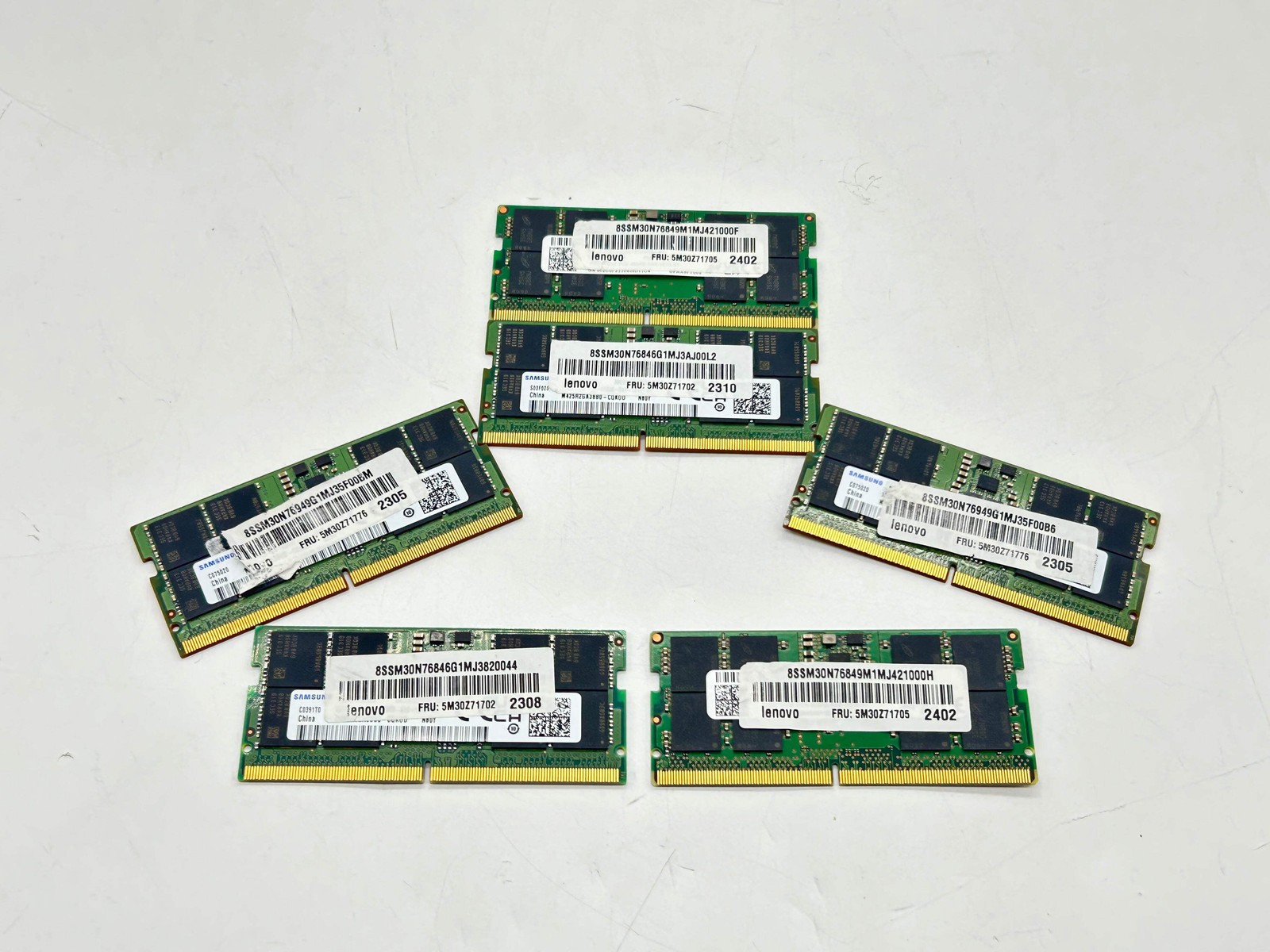 Lot of 6 Samsung 16GB DDR5 4800MHz SODIMM Laptop RAM 1Rx8 M425R2GA3BB0-CQK