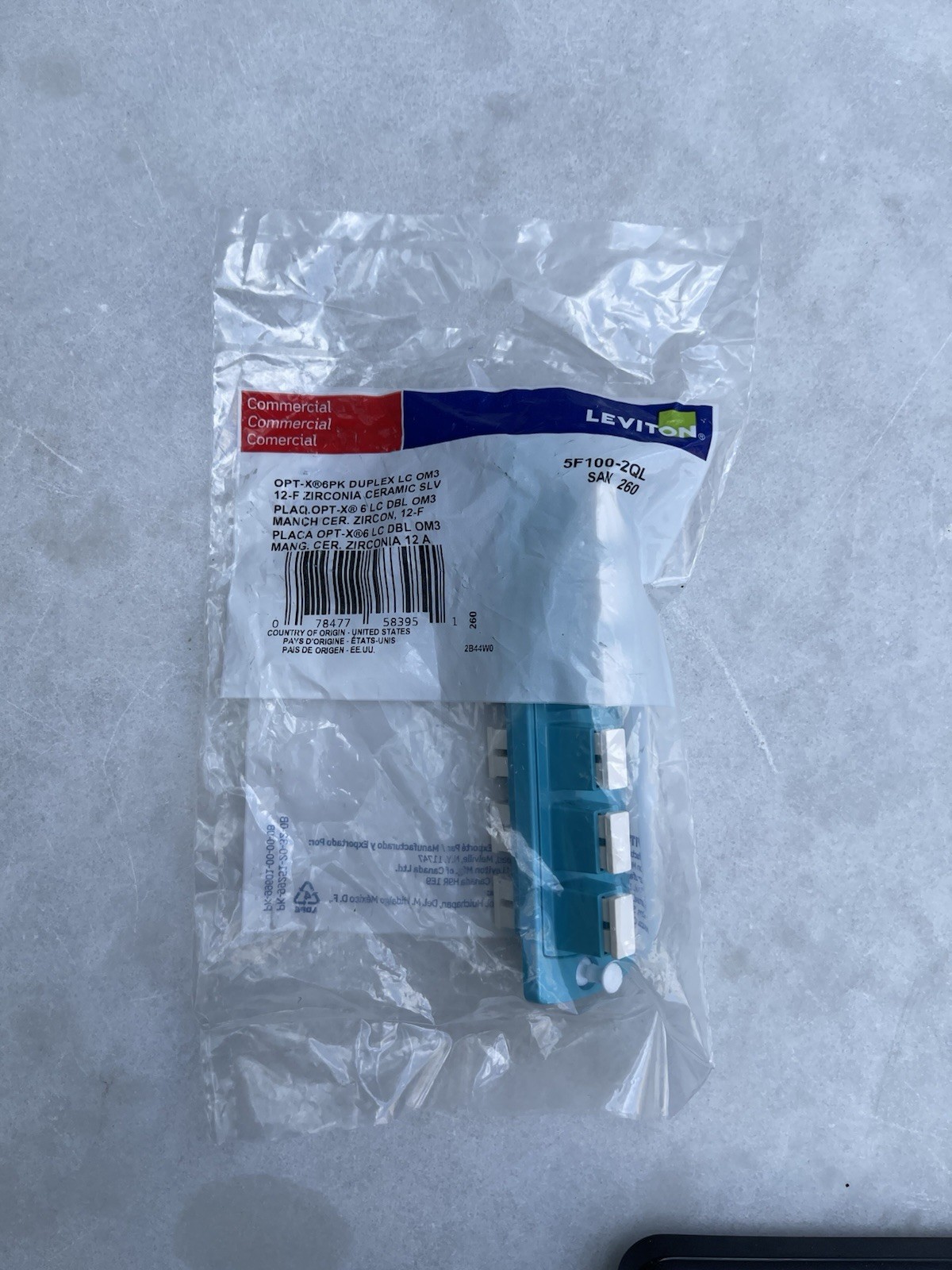 Leviton 5F100-2QL OPT-X Duplex LC OM3/OM4 12-Fiber Aqua Adapter Plate NEW