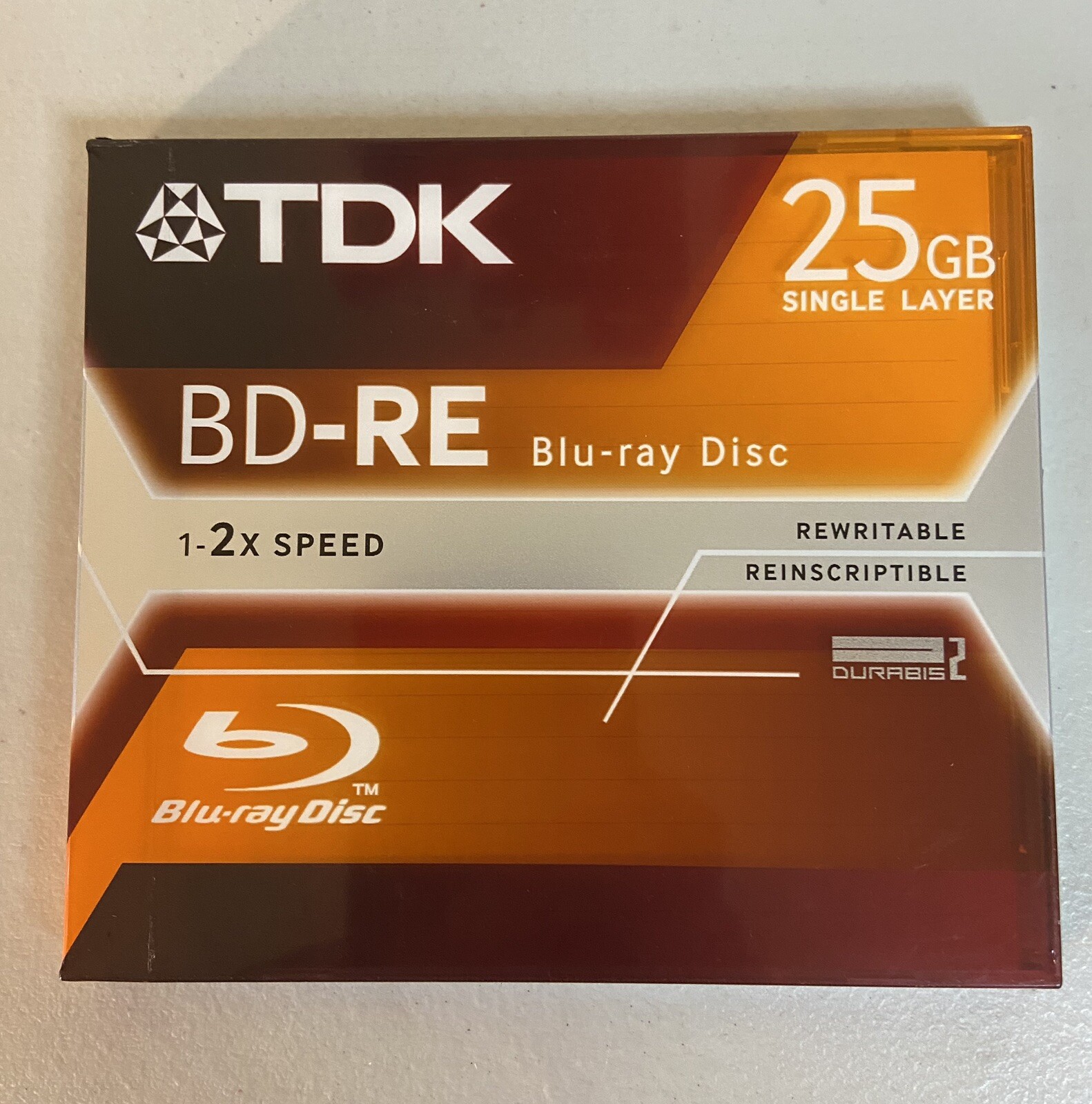 BLU-RAY DISC REWRITABLE TDK BD-RE 25GB SINGLE LAYER 1-2X SPEED BD-RE25JC2XE NEW