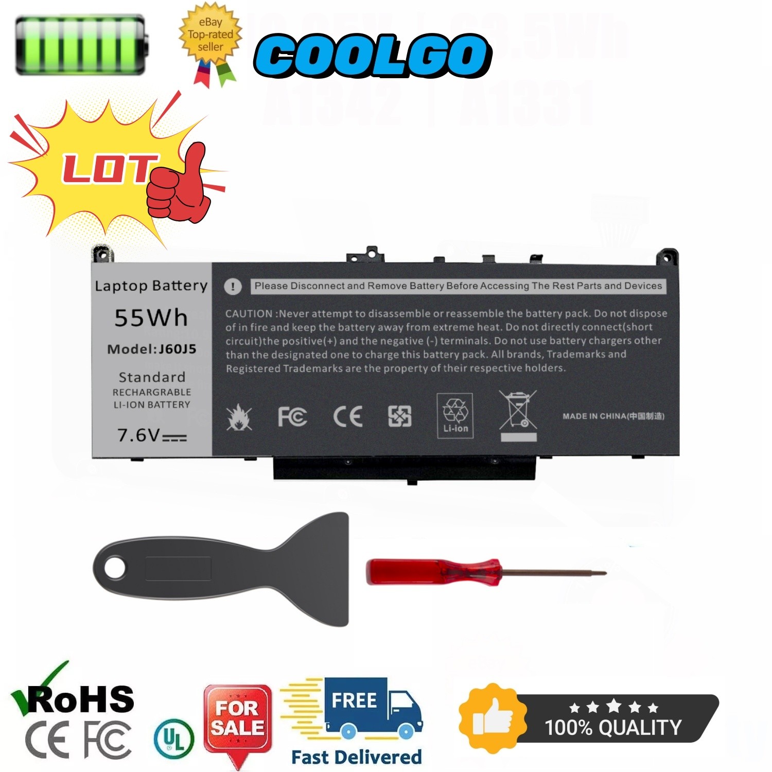 Lot Battery For Dell Latitude E7270 E7470 Series Laptop J60J5 R1V85 451-BBSX 55W