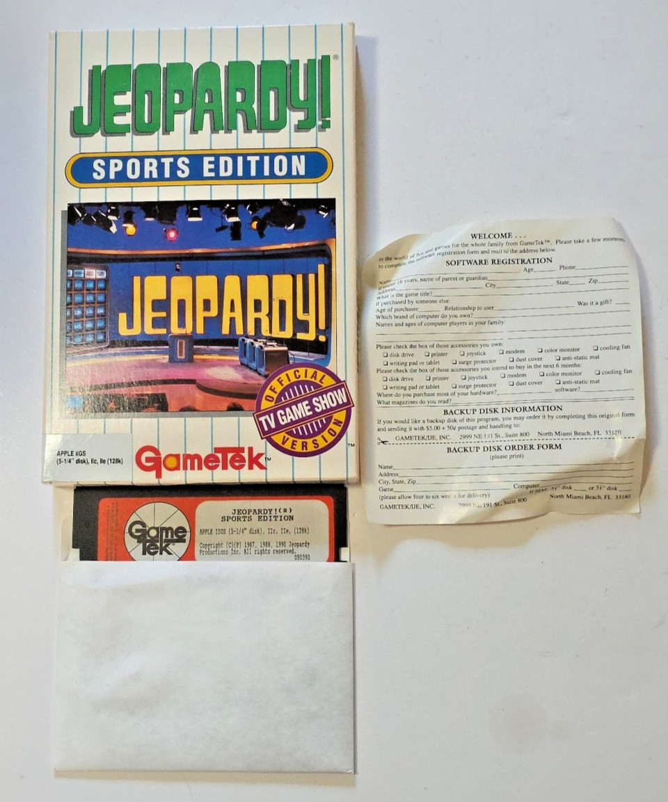 GameTek JEOPARDY Sports Edition Software Apple IIgs IIe IIc (128K) 5.25"