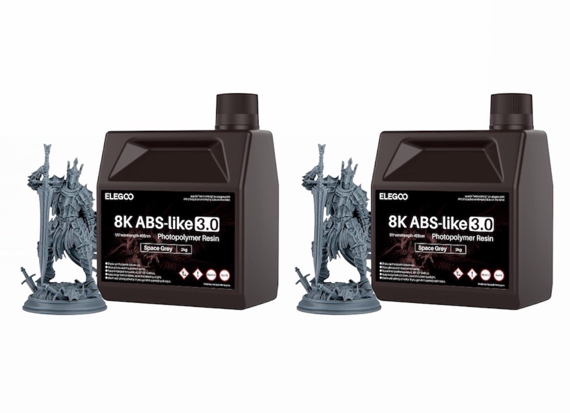ELEGOO Upgraded 8K ABS-Like 3.0 Resin, High Toughness, Fast Curing 405nm - 2 Pk