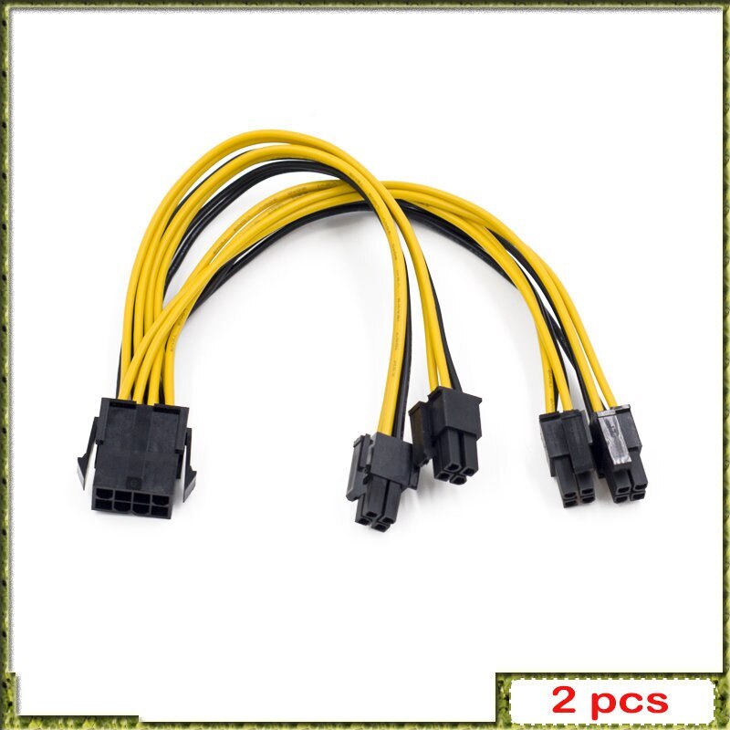 2pcs EPS CPU 12V DC 8Pin Female To Dual 8Pin (4+4)Pin EPS 12V Male 