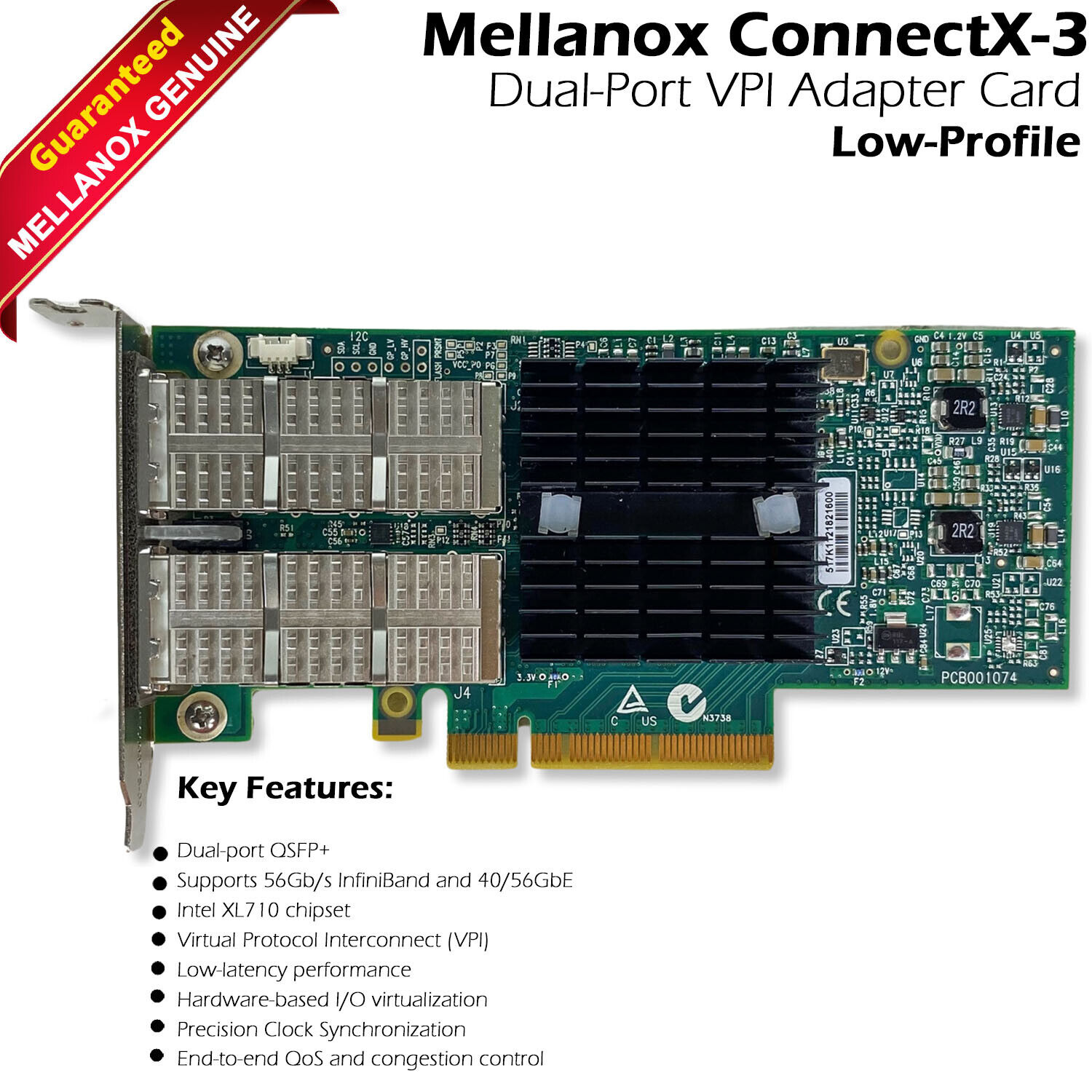 Mellanox MCX354A-FCBT CX354A ConnectX-3 VPI FDR Infiniband 40GbE QSFP PCIe Card