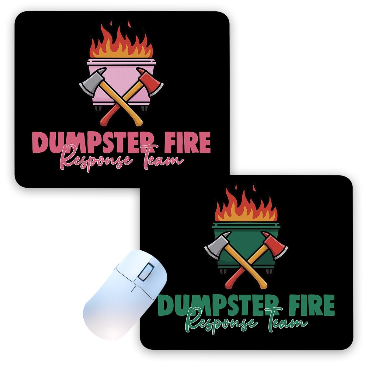 2 PCS 8.3x10.2 Inch Funny Dumpster Fire NonSlip Mouse Pad Office Decor Gift