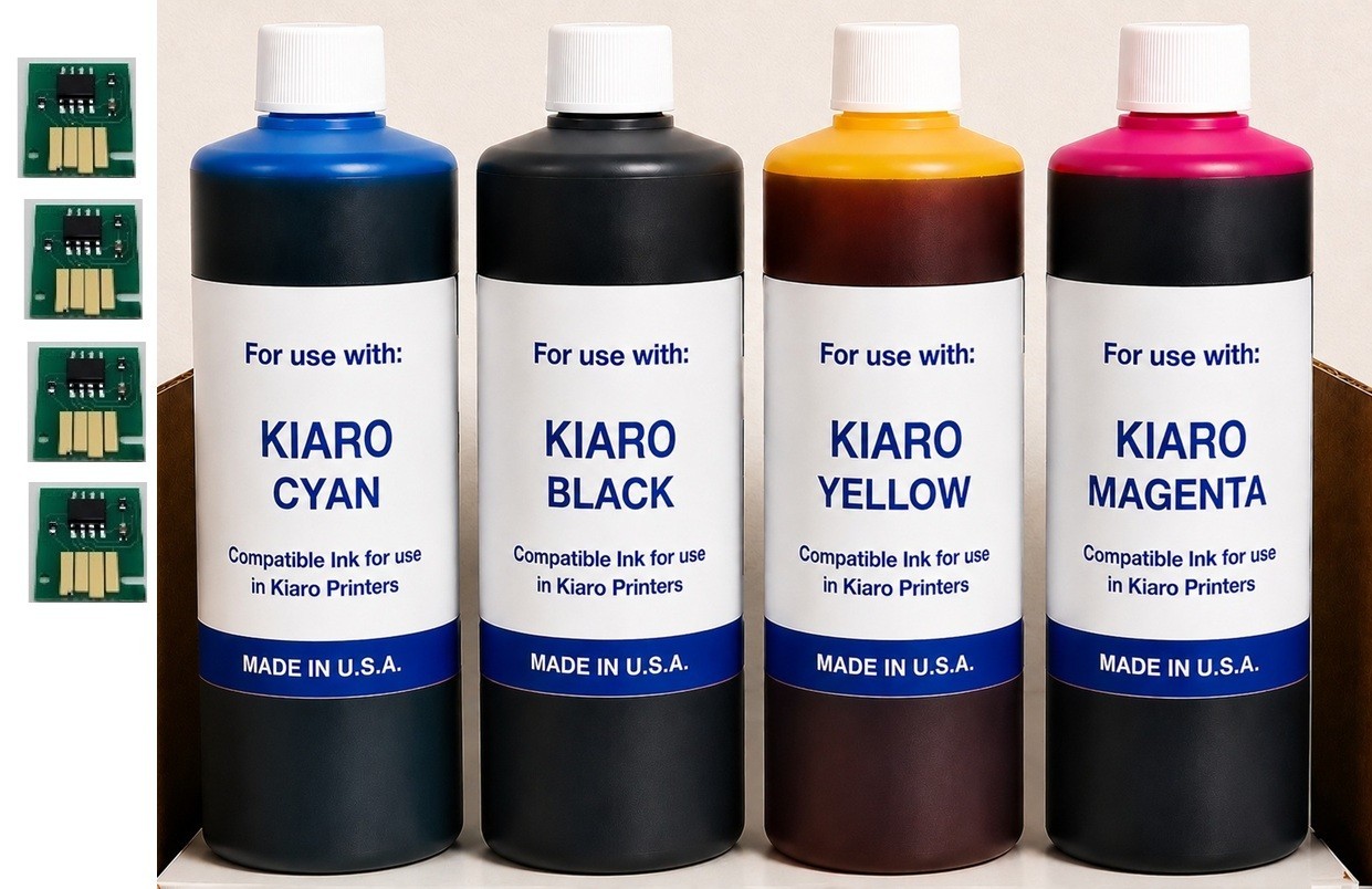 COMPATIBLE INK REFILL Kiaro QuickLabel QL120X / QL120x (4,000ml) CYMK +4 CHIPS
