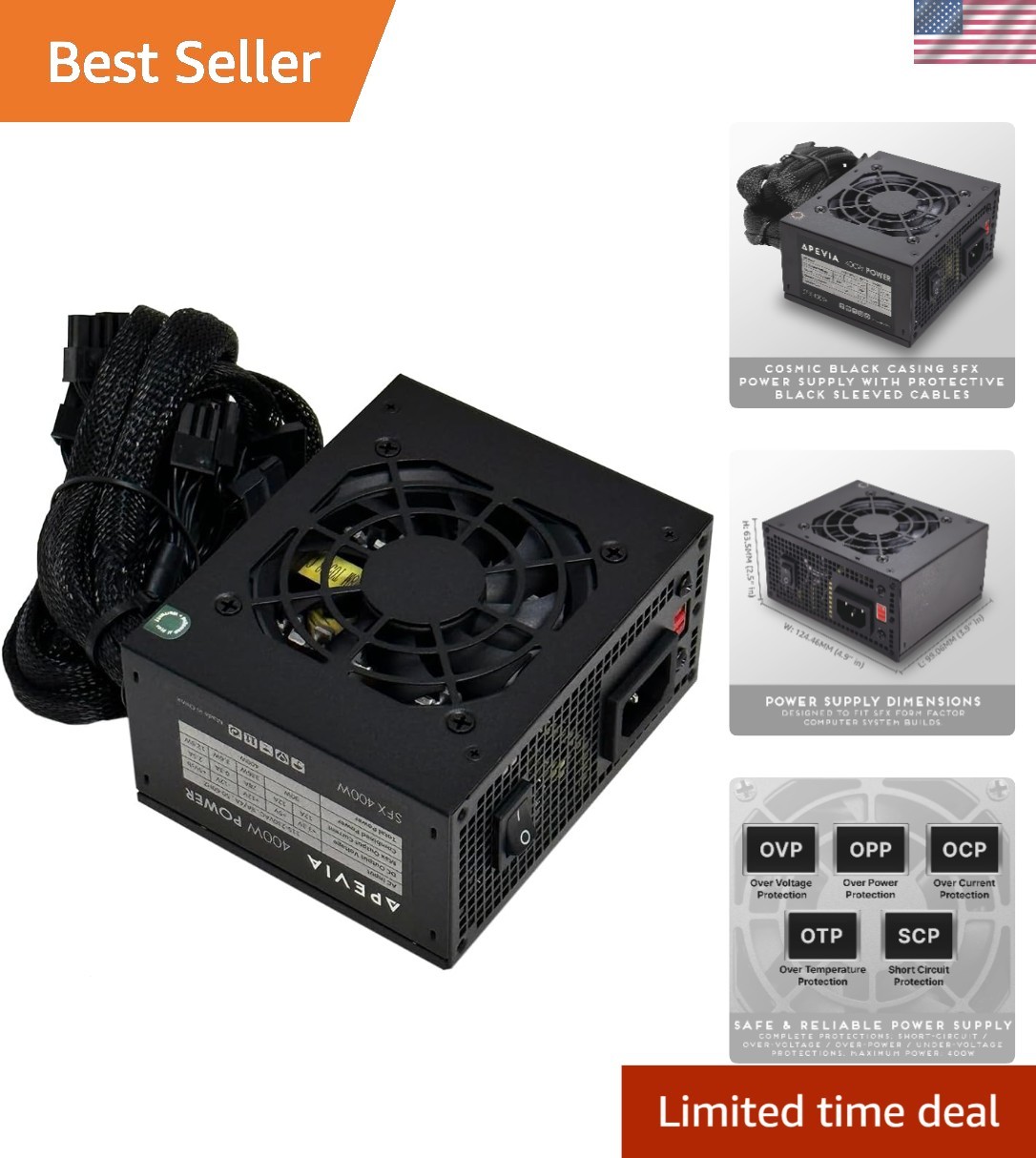 SFX-AP400W 400W Mini ITX Power Supply - Compact & Reliable for Small Systems