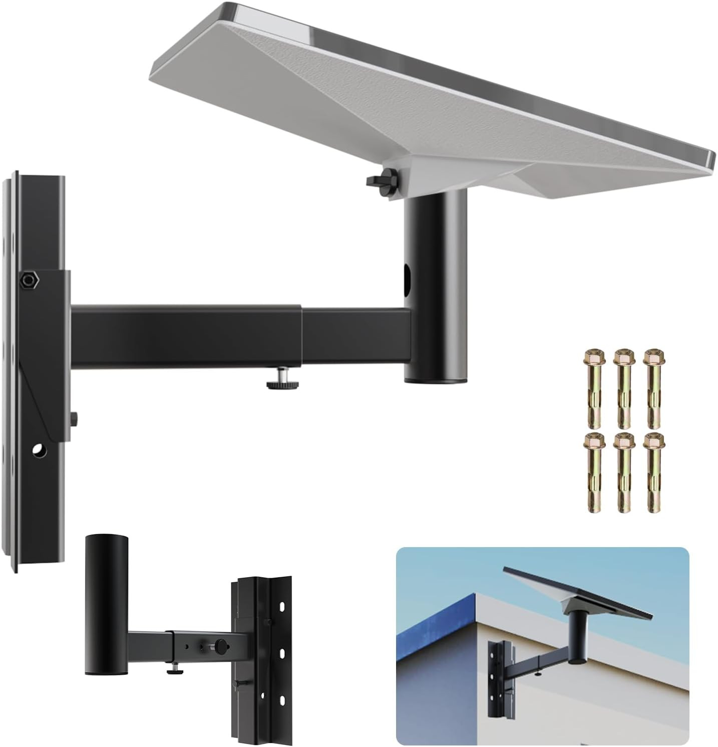 Adjustable Satellite Dish Mount Adapter RV Pole Roof Ladder Rack Aluminum Kit Pa