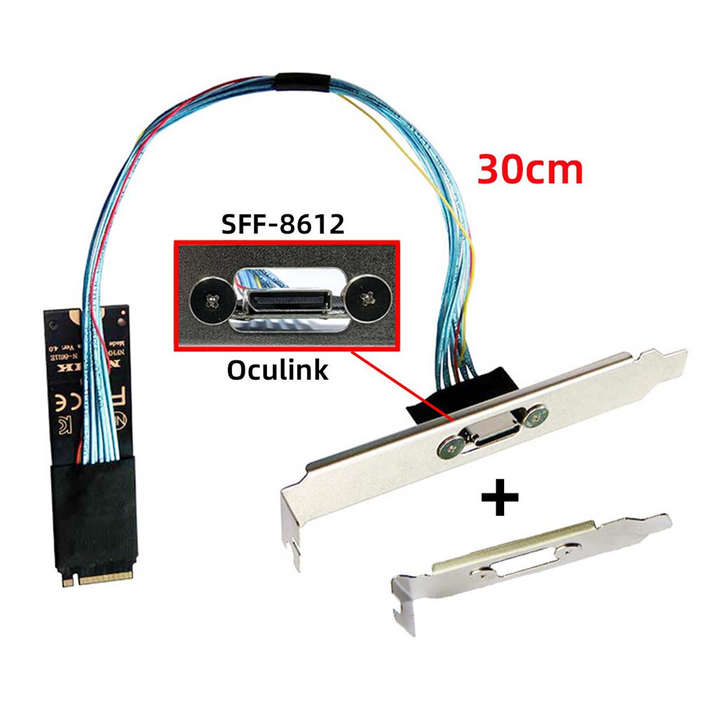 Oculink SFF-8612 to PCI-E 4.0 NVME M.2 Host Extension Cable Adapter with Bracket