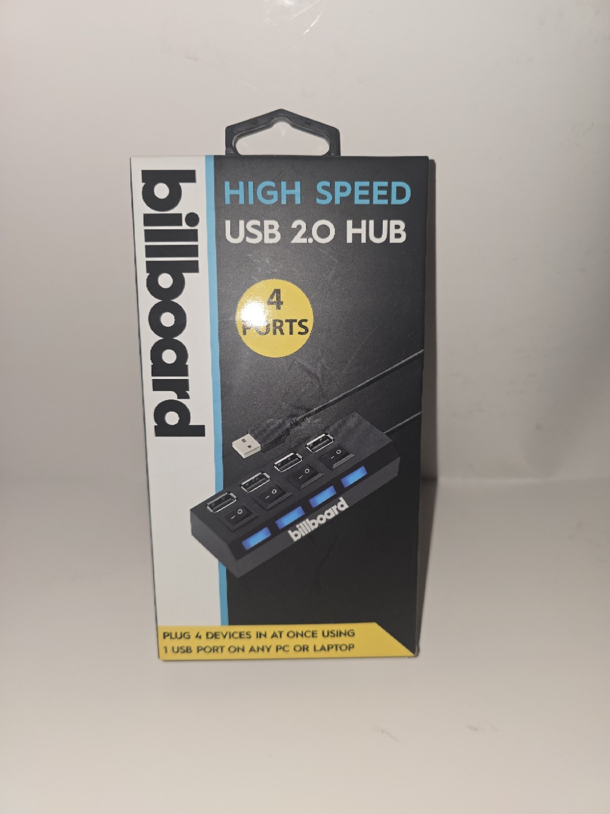 Billboard USB 2.0 High Speed 4-Port Splitter Hub NEW Multi Plug Travel Must TX