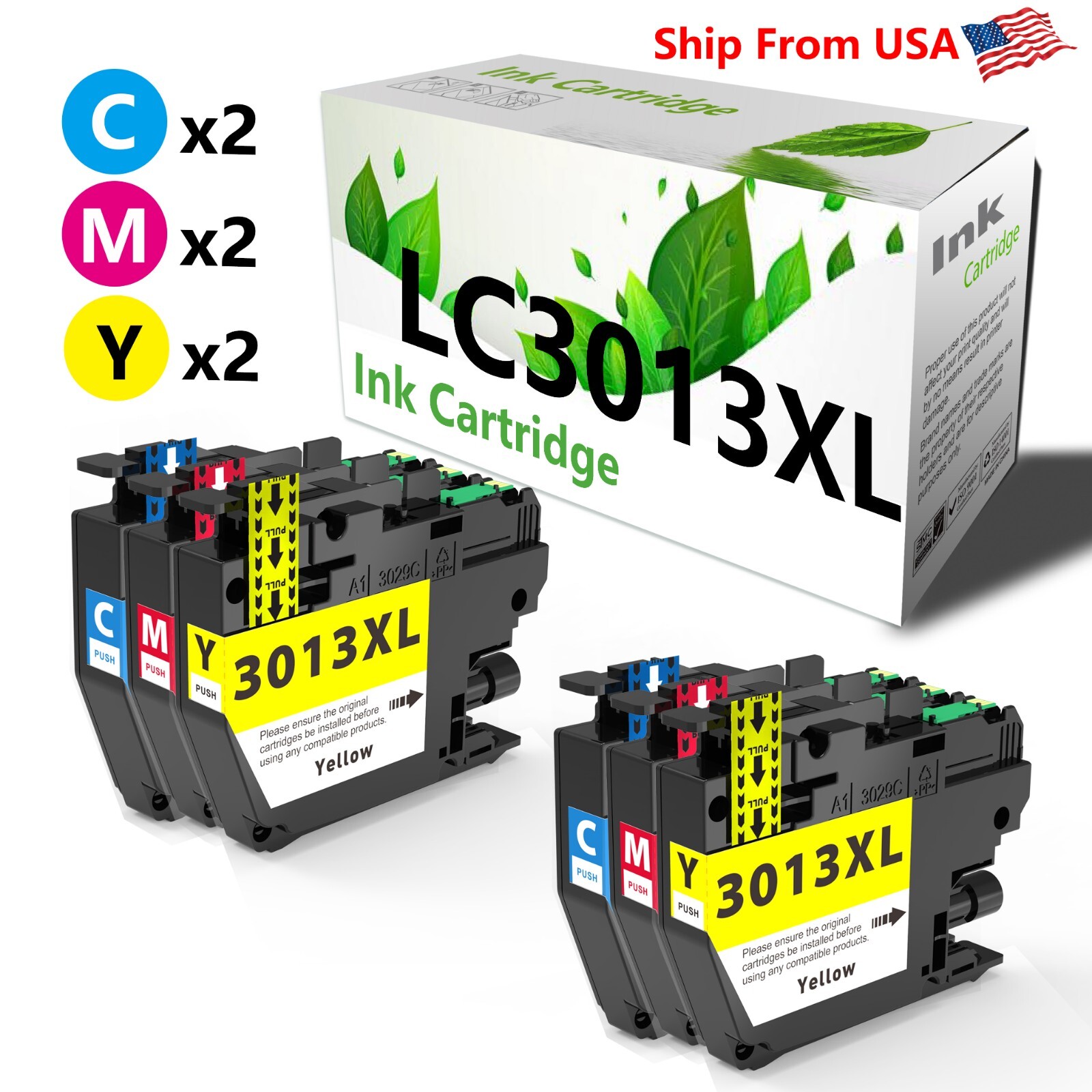 6PK Compatible Brother LC3013 XL Ink Cartridge Color for MFC-J690DW MFC-J895DW