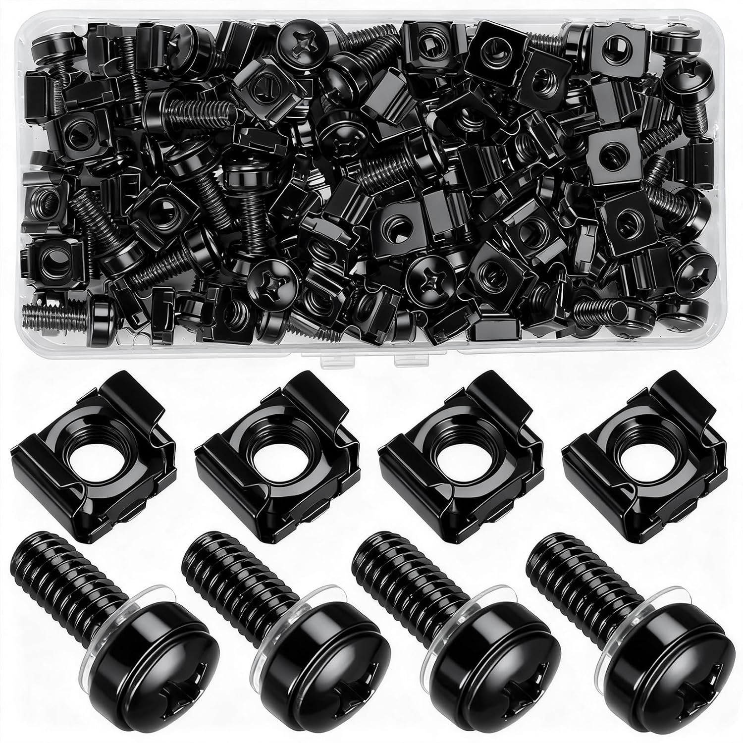 110 Pcs 55 Set Rack Mount Screws and Cage Nuts for Rack Mount Server Cabinet