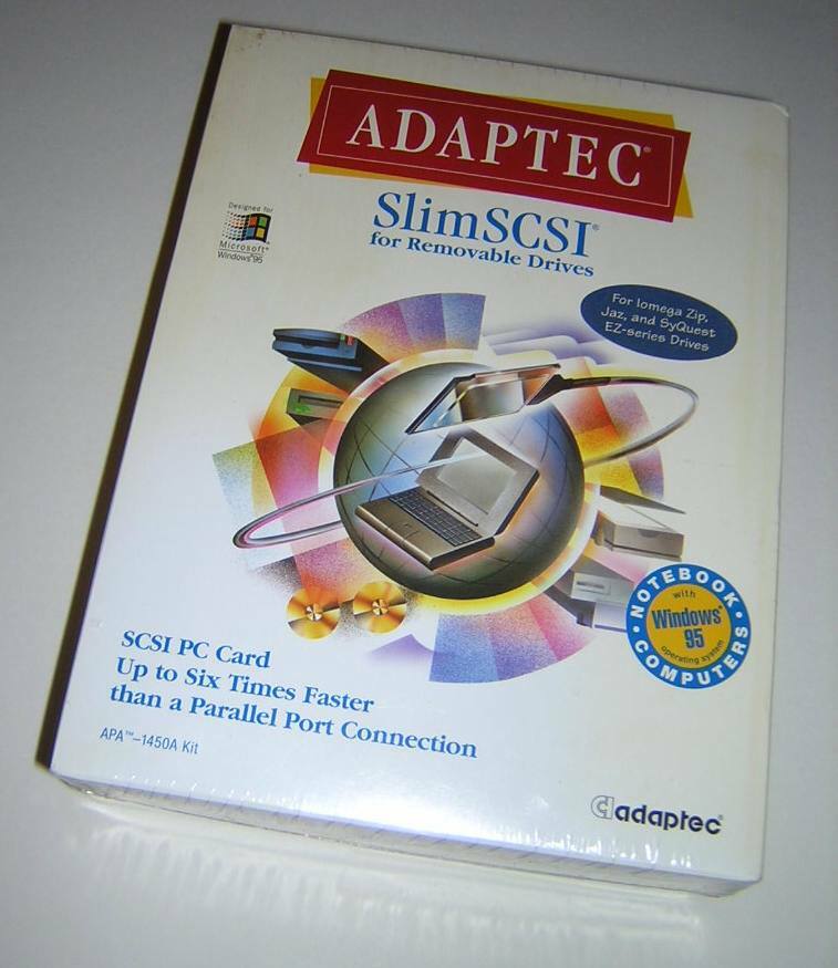 Adaptec SlimSCSI 1450A PCMCIA SCSI Adapter PC Card Kit Integrated HD50 Cable NEW