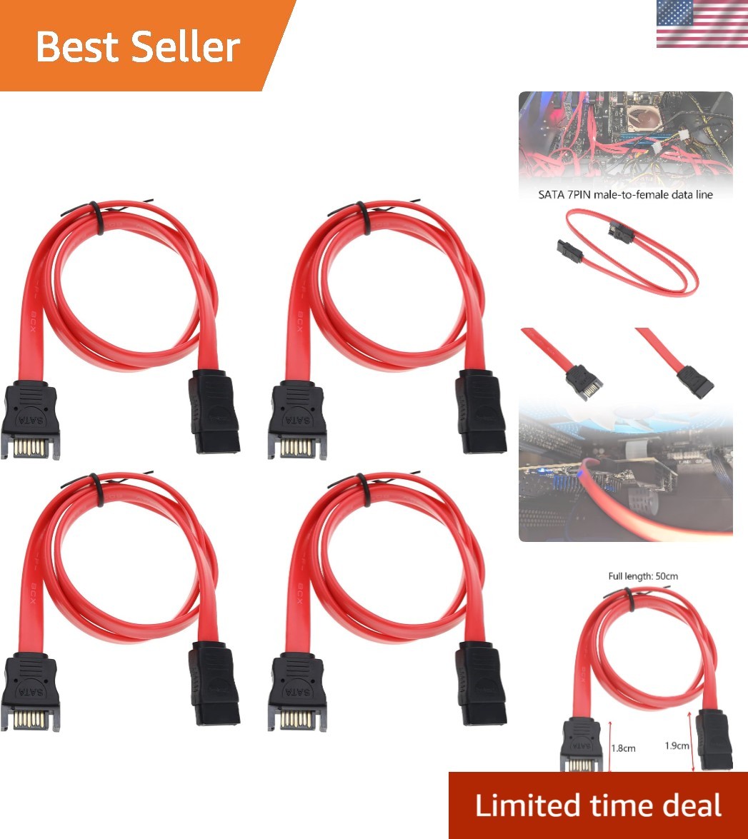 4pcs 50cm SATA Extension Cable - 7-pin Internal Male to Female Extension Cabl...