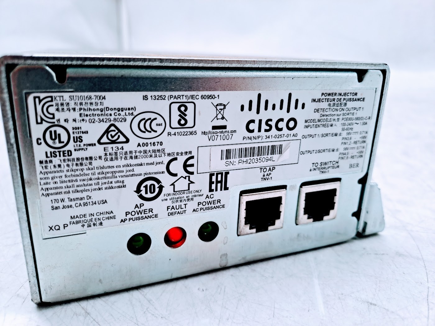 Cisco 341-0257-01 A0 Power Injector Power Supply