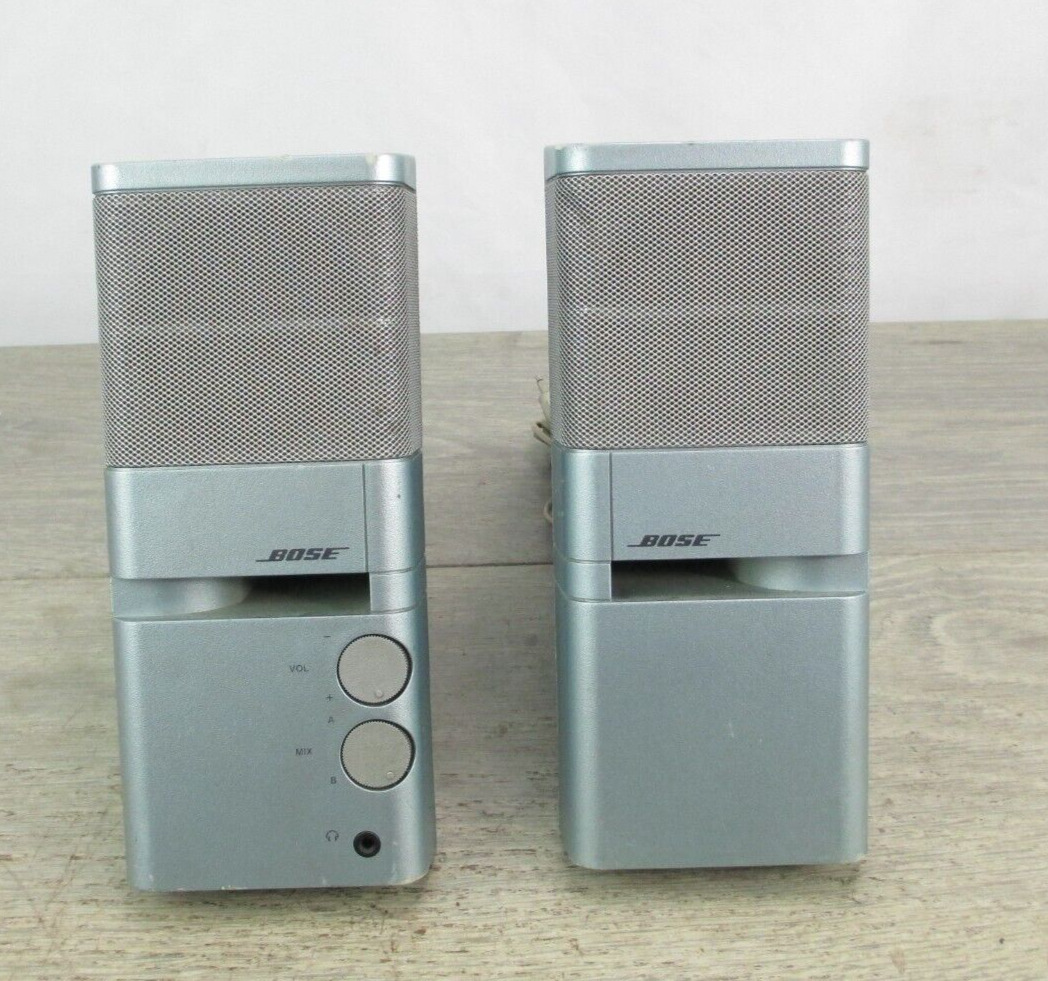 Bose Media Mate Computer Speakers Ice Blue Pair No power Cord Tested Works