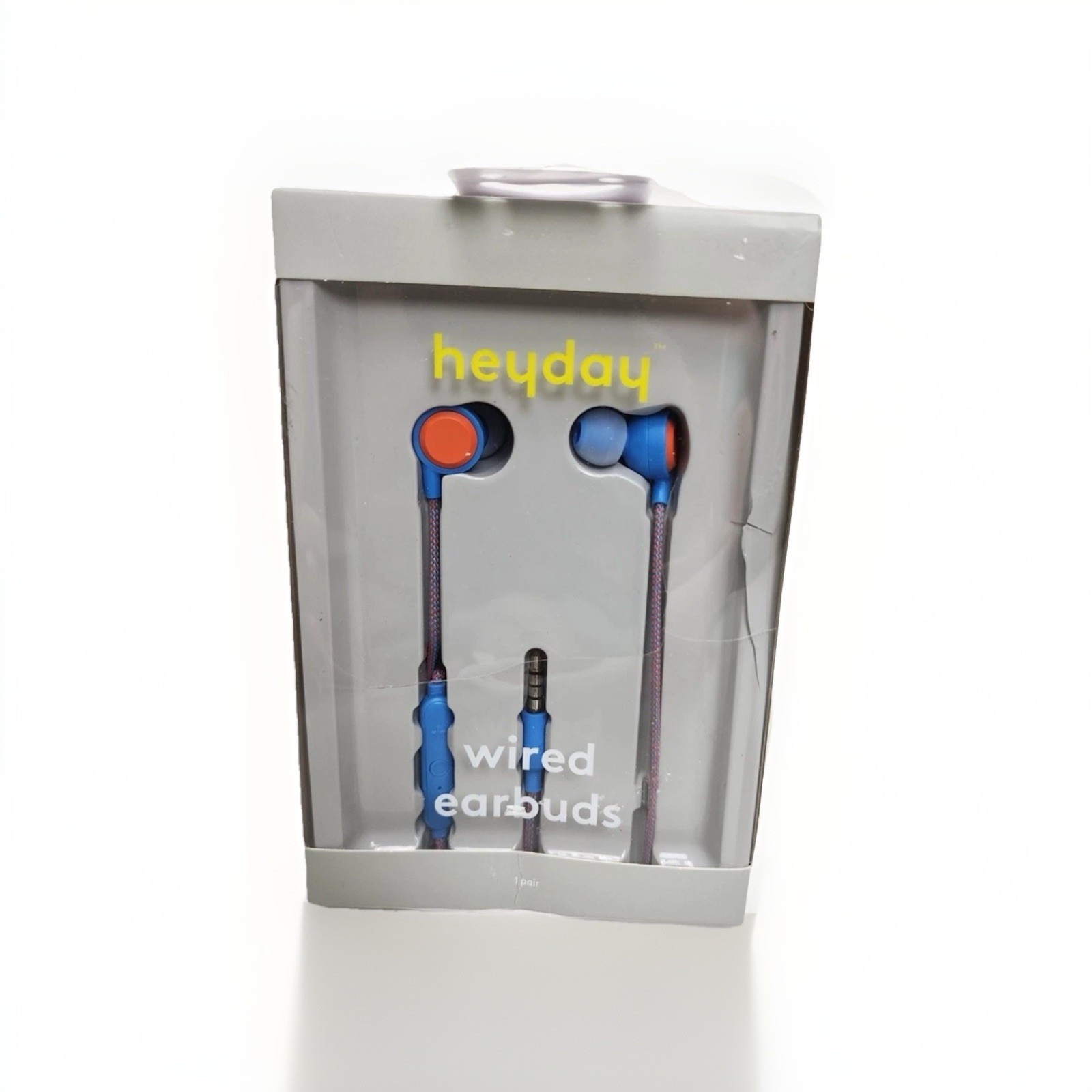 Target Heyday Bright Blue & Orange Plug-In 3.5mm Wired Earbuds NIB With Wear