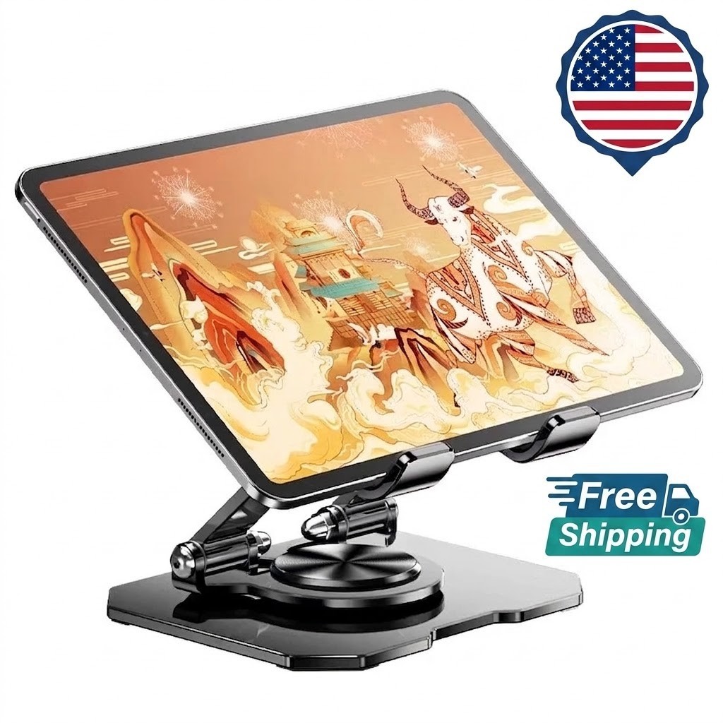 Adjustable Laptop Stand Foldable Aluminum Ergonomic Riser 360° Rotating Base