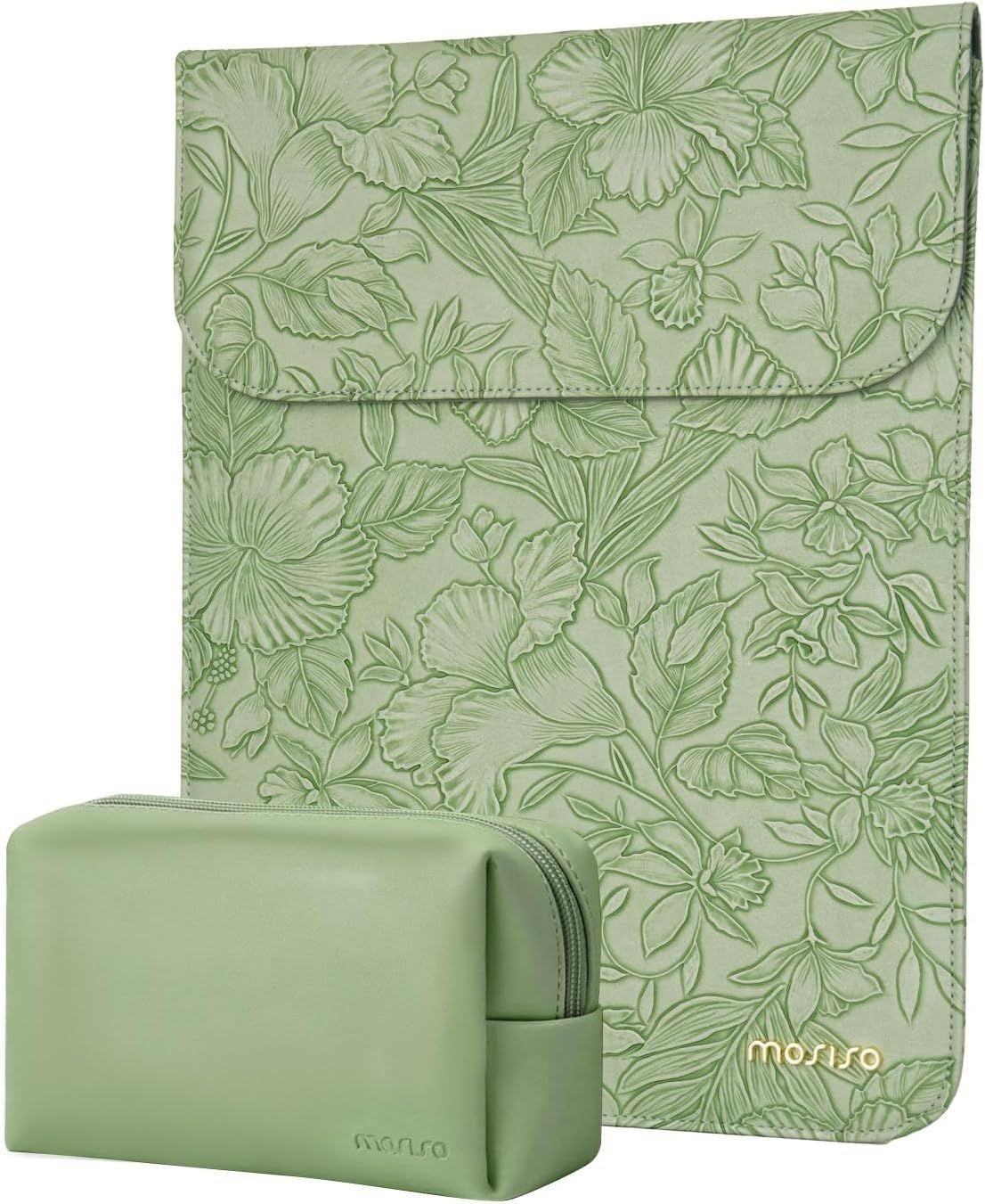 Sage Green Sleeve for 13-13.3 inch Laptops, Includes Small Bag for Accessories