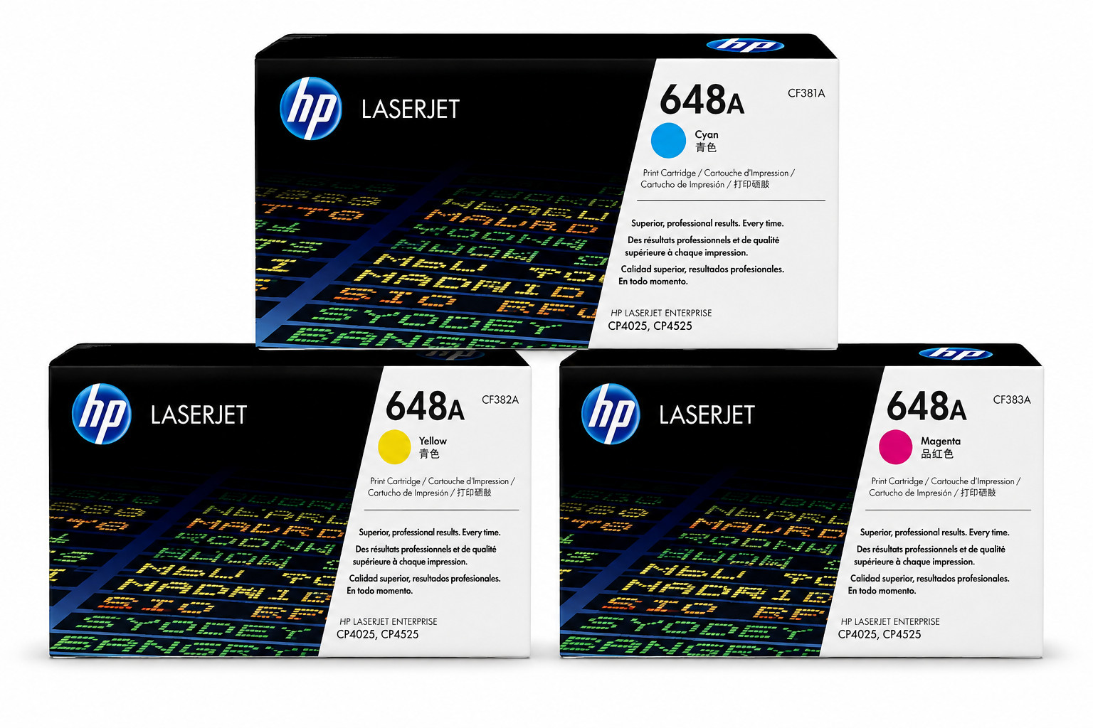 Genuine SEALED HP CE261A CE262A CE263A Toners 648A Yellow Cyan Magenta Lot Of 3