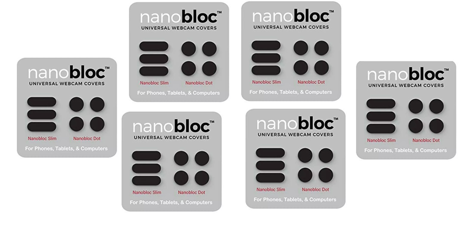 Universal Webcam Covers - Dots and Bars, 7 Pieces each pack - Black (lot 6 pack)