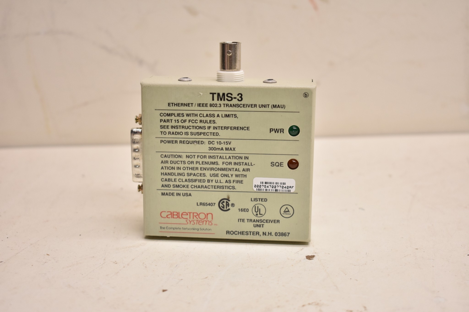 Cabletron Systems TMS-3 Ethernet/IEEE 802.3 Transceiver Unit