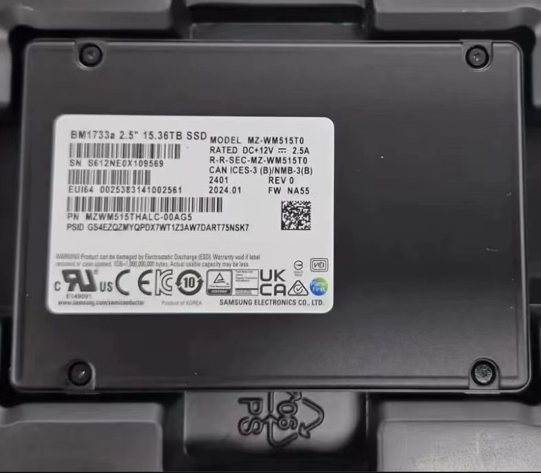 SAMSUNG BM1733a 15.36TB 2.5"SSD U2 PCIe3.0 MZWM515THALC-00AG5 MZ-WM515TO NA55 FW