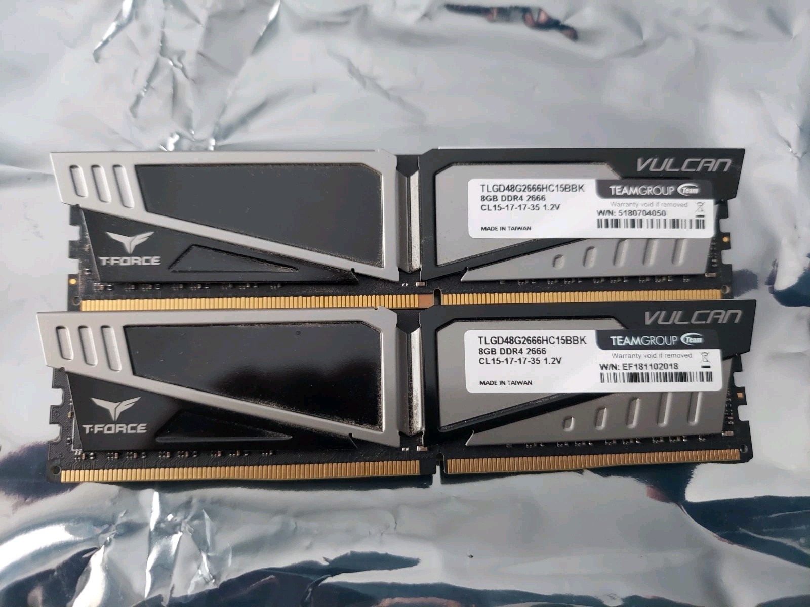 Pair 2 Tested GOOD TeamGroup Vulcan 2x 8GB DDR4 2666 Gaming PC RAM DIMM 16GB XMP