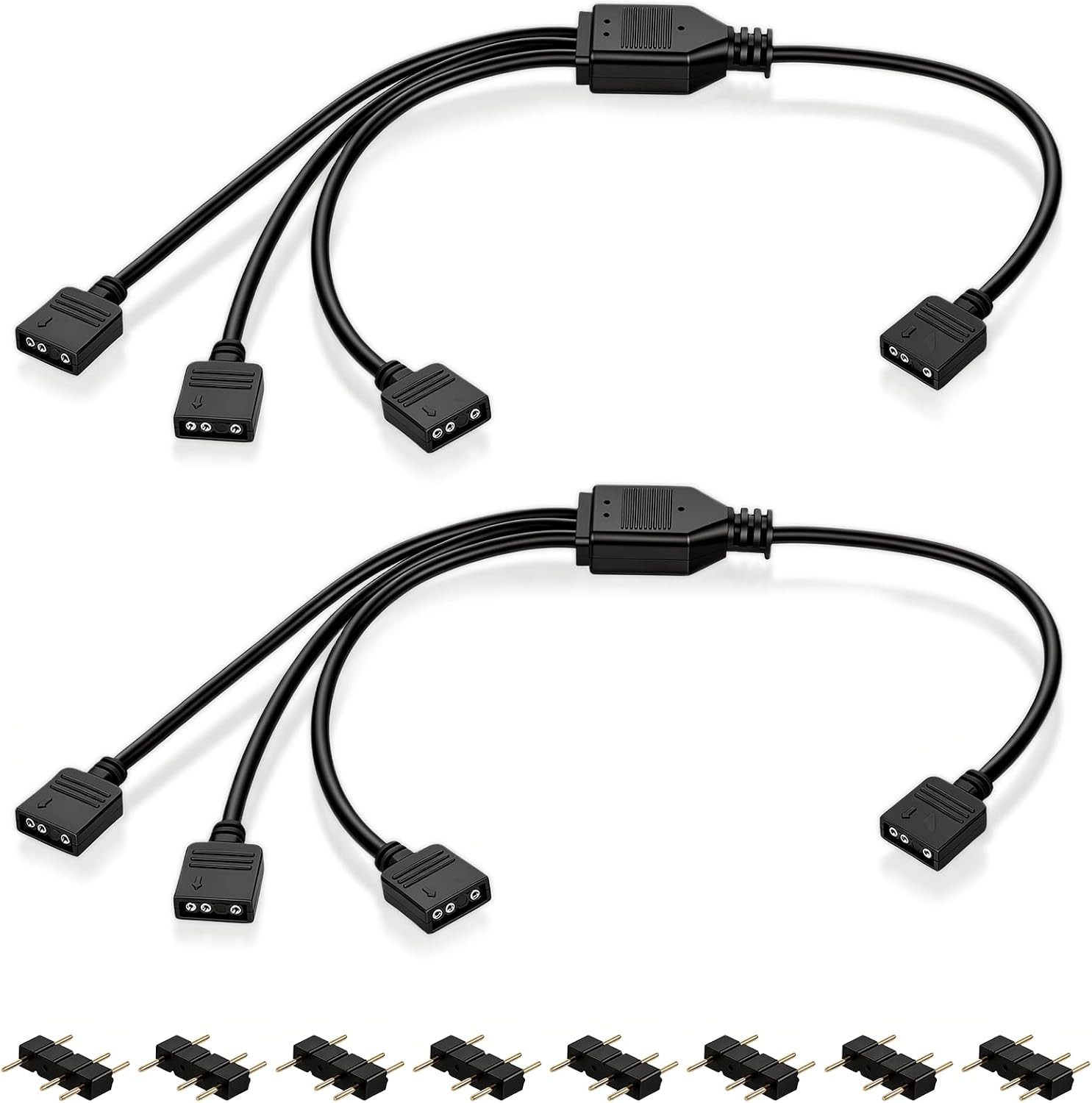 2-Pack ARGB Splitter Cable, Addressable RGB Splitter 3 Pin Extension Cable 1-To-