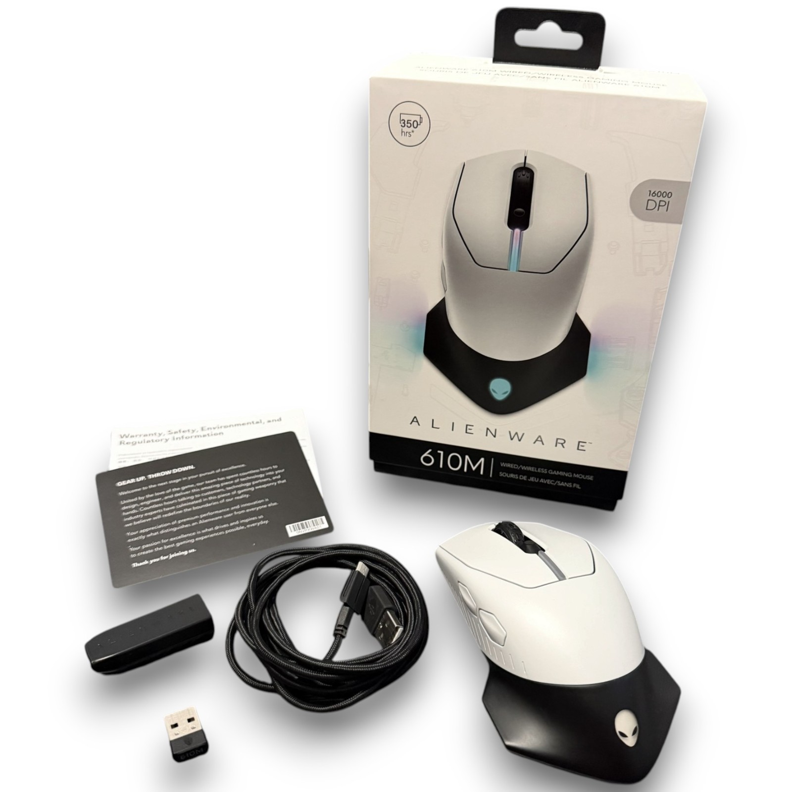 Alienware Wired/Wireless RGB Gaming Mouse 16,000DPI AW610M - Lunar Light