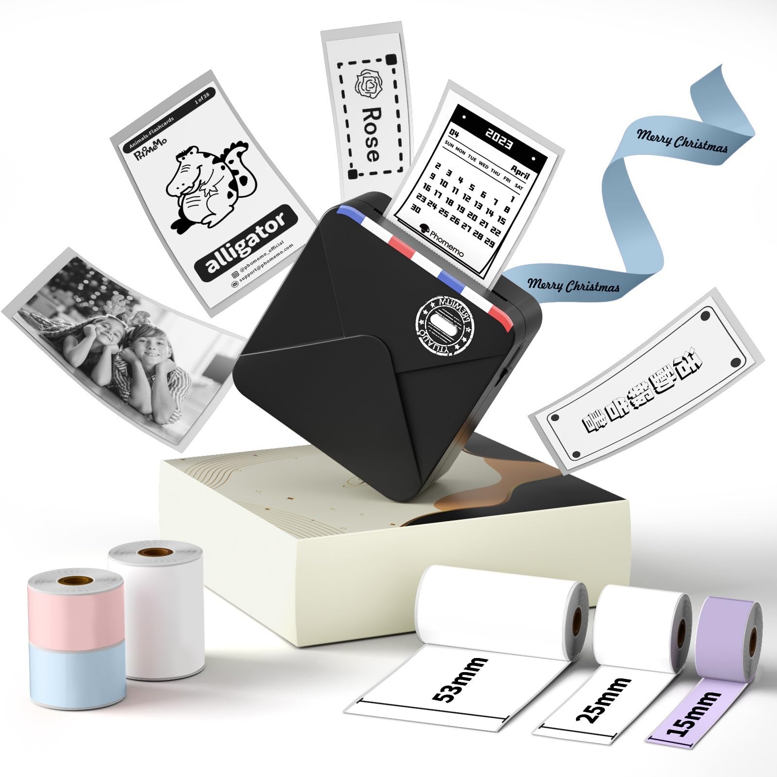 Phomemo M02S Mini Thermal Printer Smartphone 15-53mm 300DPI Label Maker