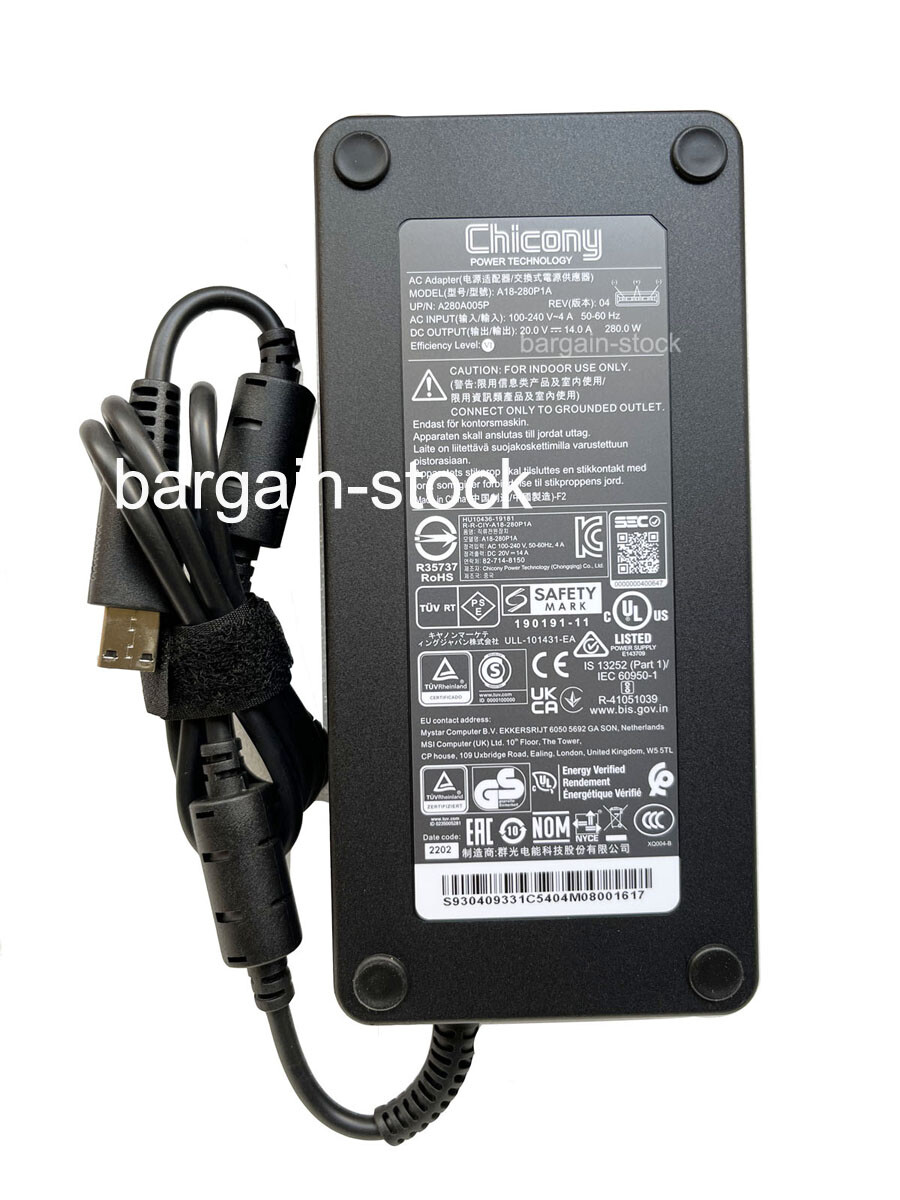 280W OEM AC Adapter Charger For MSI Raider GE66 12UHS-236 12UHS-235 Power Supply