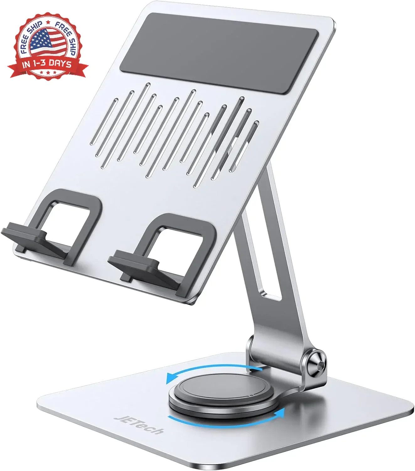 JETech Tablet Stand, Adjustable Swivel Desktop Holder with 360 Degree Rotating B