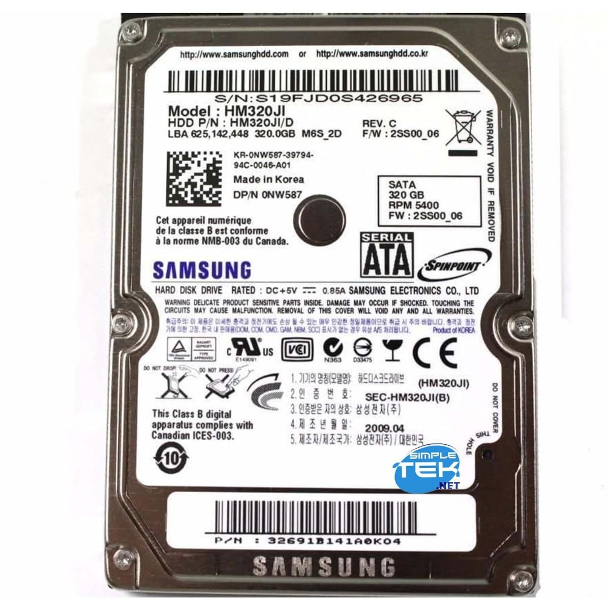 Samsung 320gb 2.5" HDD SATA Hard Drive Notebook Aio Pc Hm320ii_