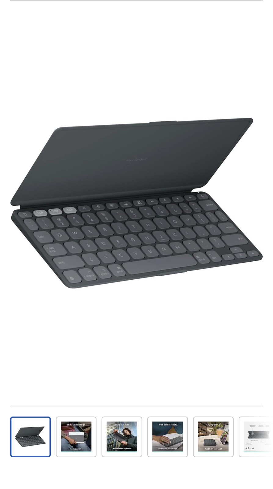 Logitech KEYS-TO-GO 2 Ultra-Portable Bluetooth Keyboard with cover (920-012867)