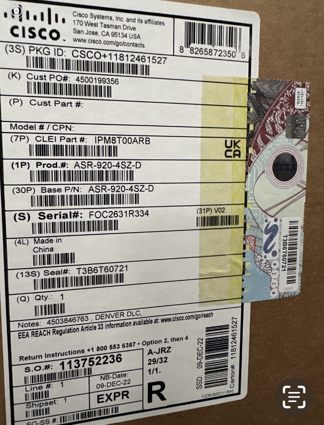 CISCO ASR-920-4SZ-D .AGGREGATION SERVICES ROUTER- 2GE & 4-10GE/ DUAL DC PWR.