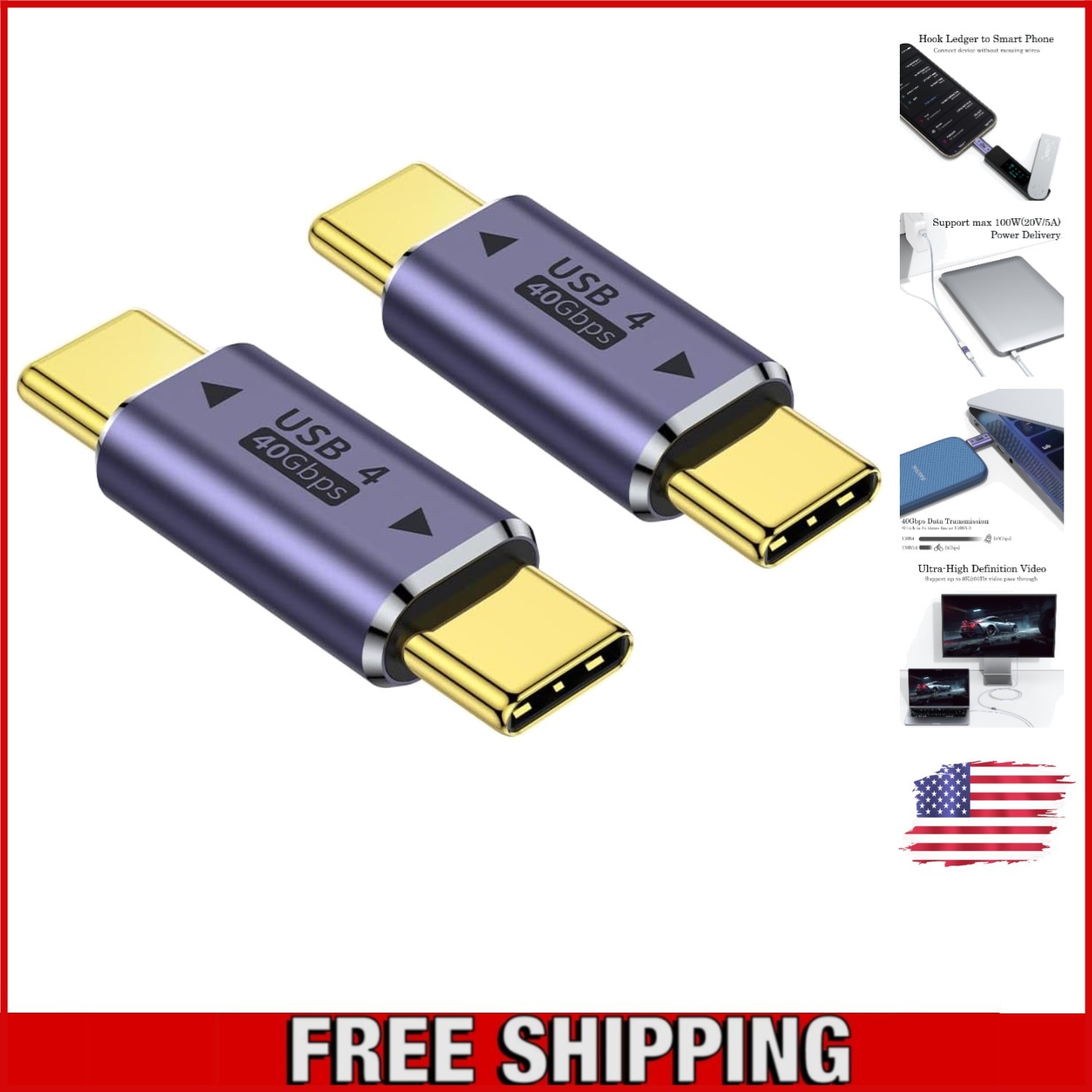 USB-C Male to Male Adapter 2 Pack - 8K Video & Fast Charging Support