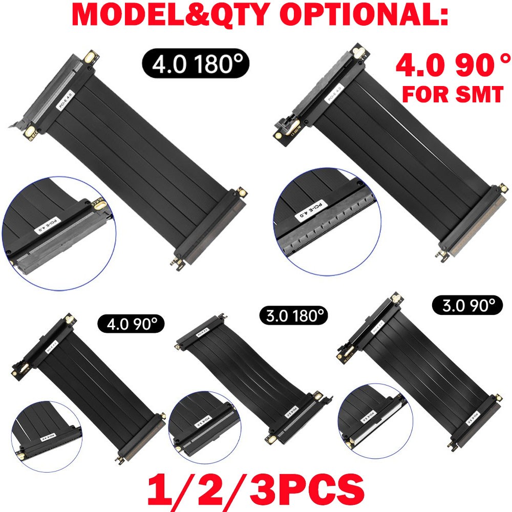 1/2/3Pcs For PCI-E 3.0/4.0 16x Riser Cable Graphics Card Extension Cables NEW