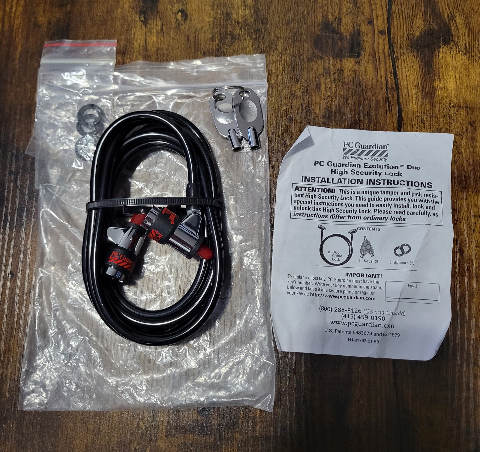 New PC Guardian Ezolution Duo Black Master Keyed Slot Lock