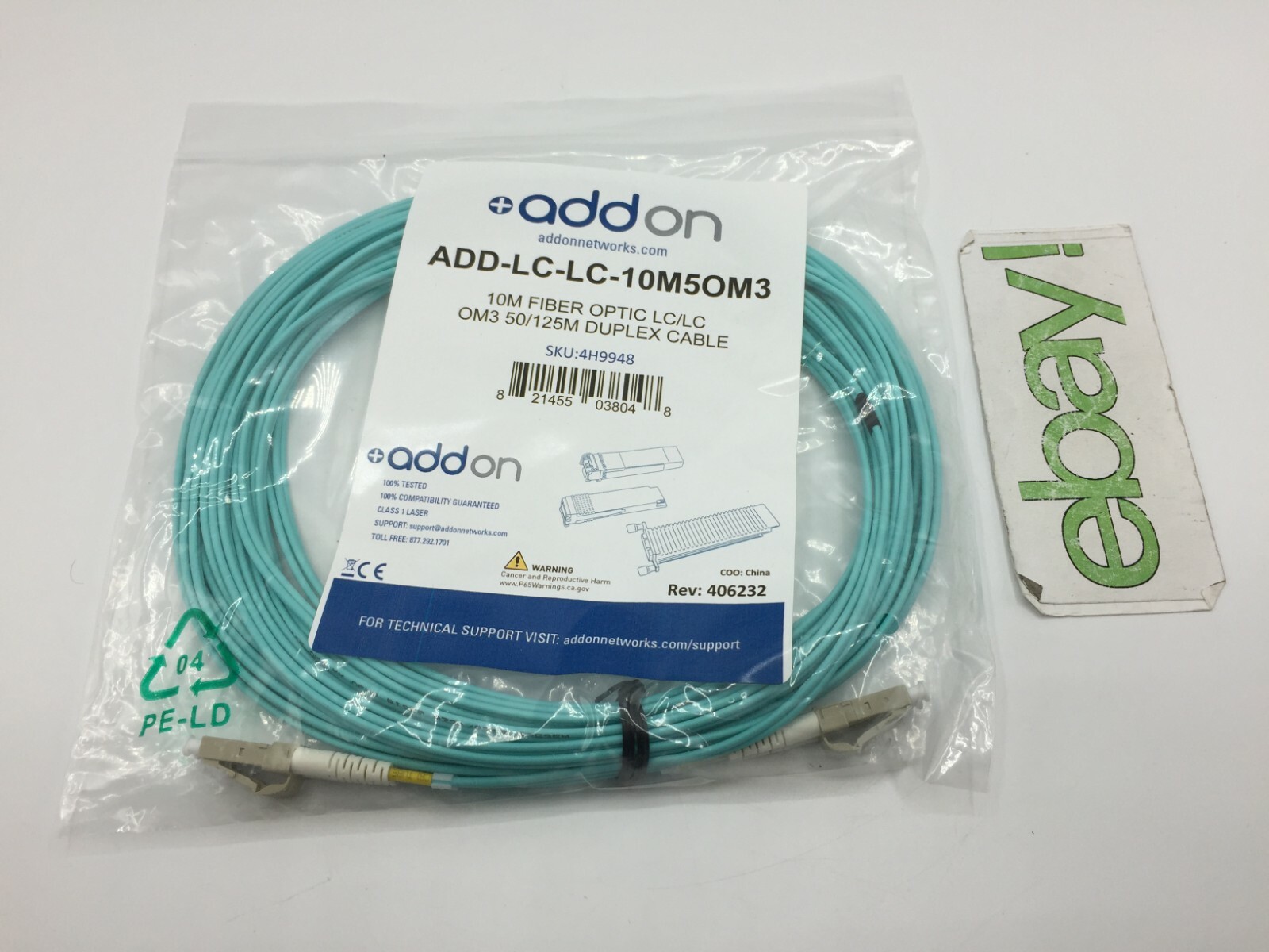 AddOn Networks 10M Fiber Optic LC/LC OM3 50/125M Duplex Cable ~ FREE S/H